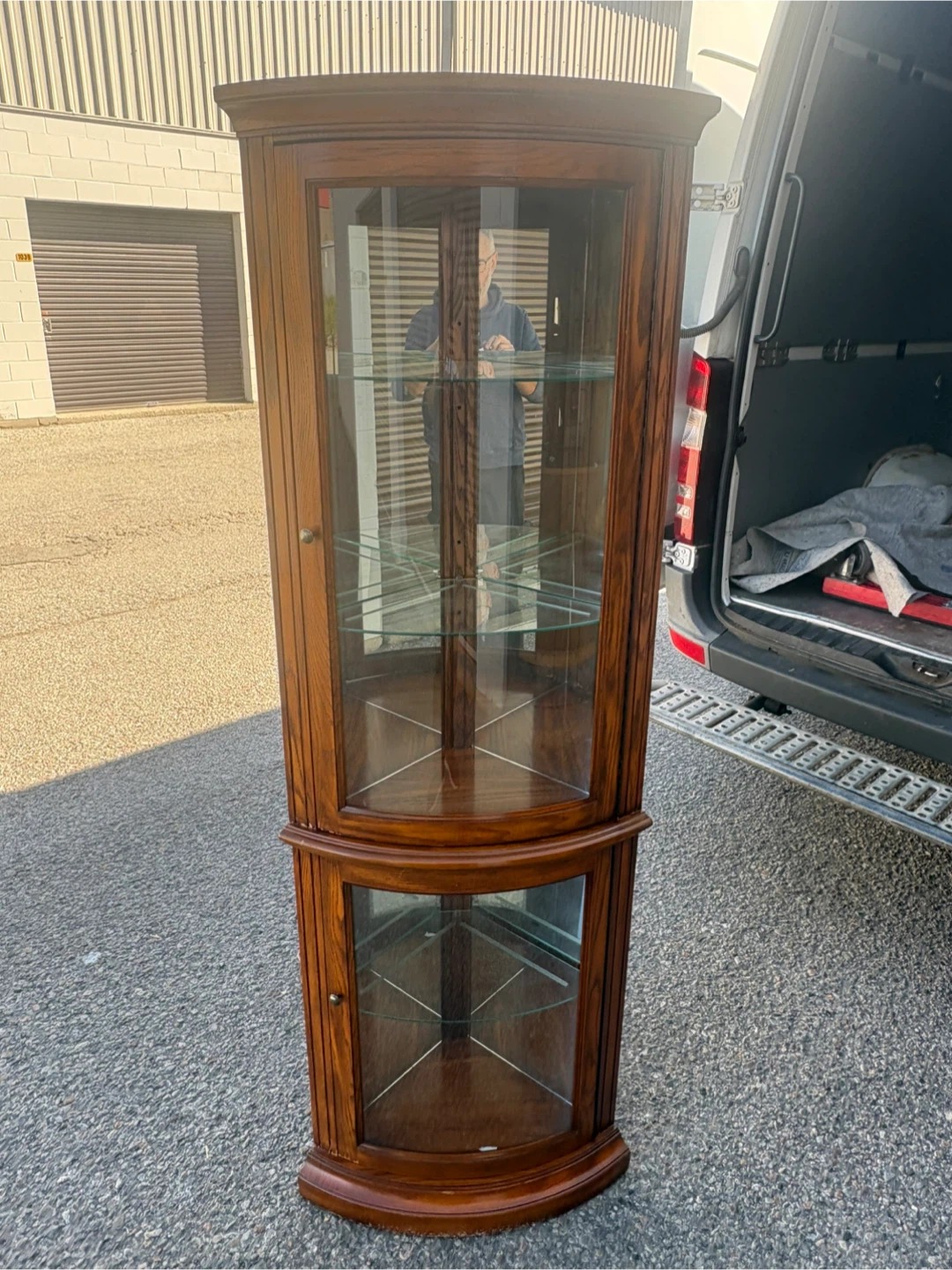 Free delivery used Wooden Corner Curio Cabinet - photo 4