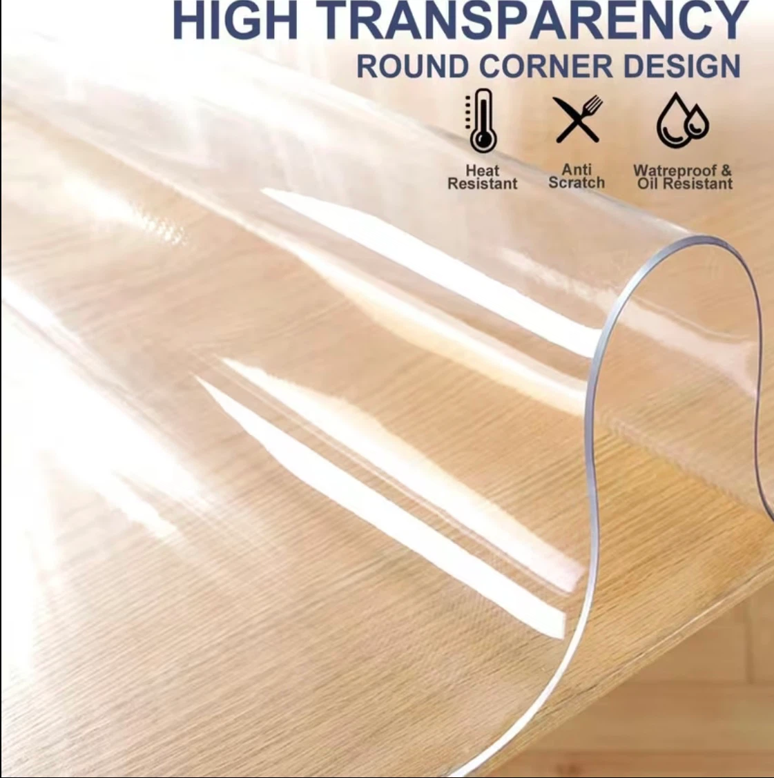 Clear PVC Table Protector Cover 90x99 - photo 2