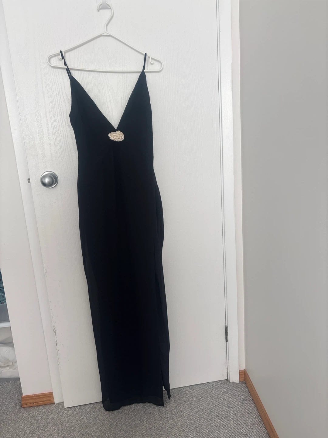 Black Maxi Dress with Rose Detailbrand new