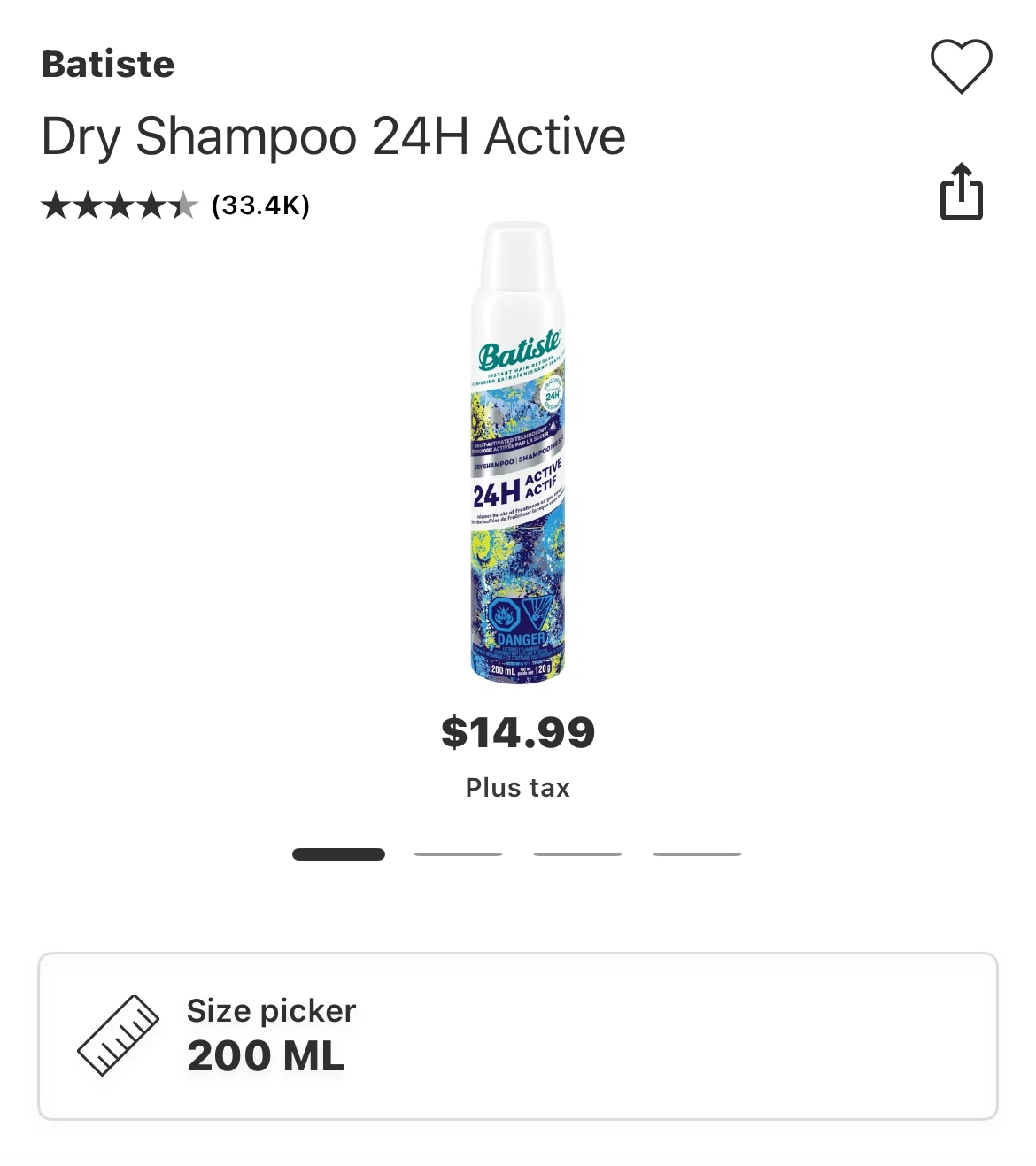 Batiste Dry Shampoo 24H Active 200ml - photo 2