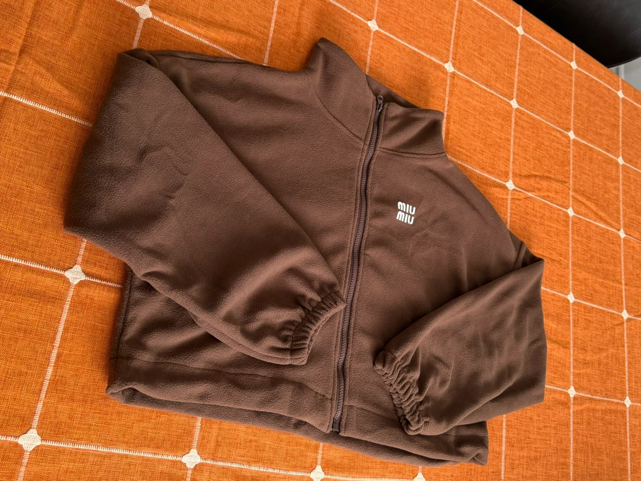 Miu Miu Brown Fleece Zip-Up Cropped Jacket size Small Brand New - photo 4
