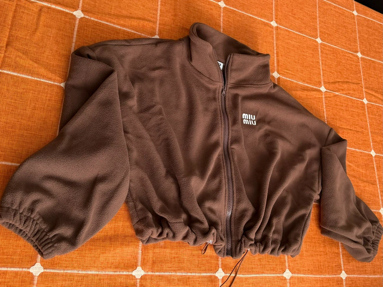Miu Miu Brown Fleece Zip-Up Cropped Jacket size Small Brand New - photo 5