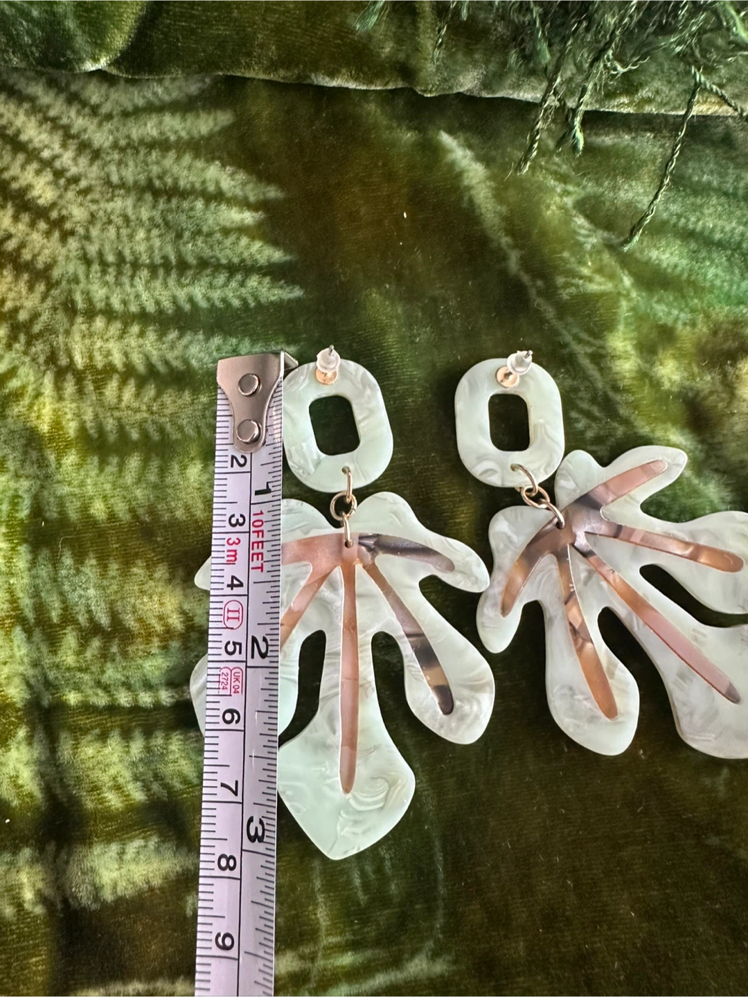 Green Leaf Resin Statement Earrings - photo 4