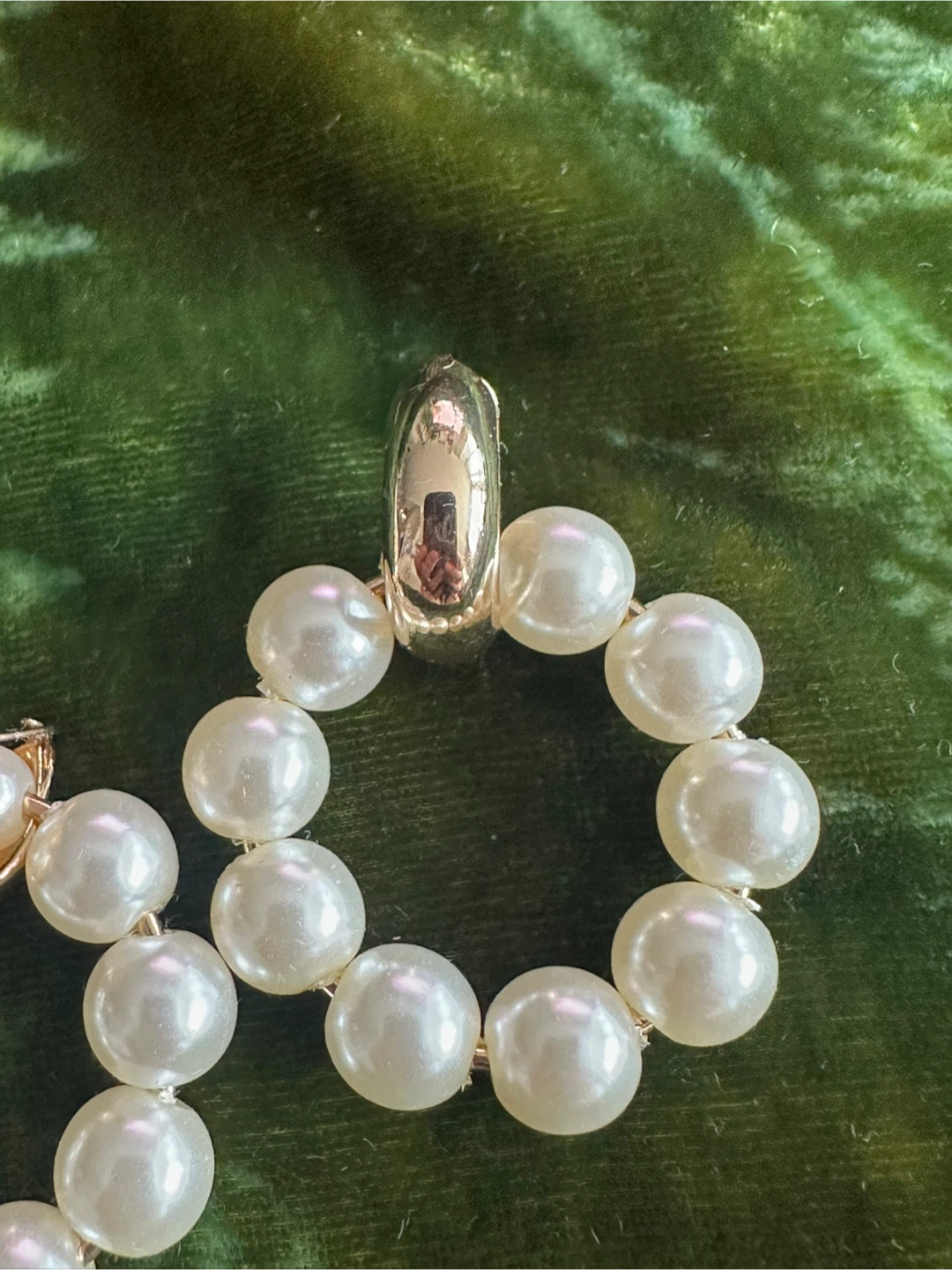 Gold-Tone Faux Pearl Hoop Earrings - photo 3