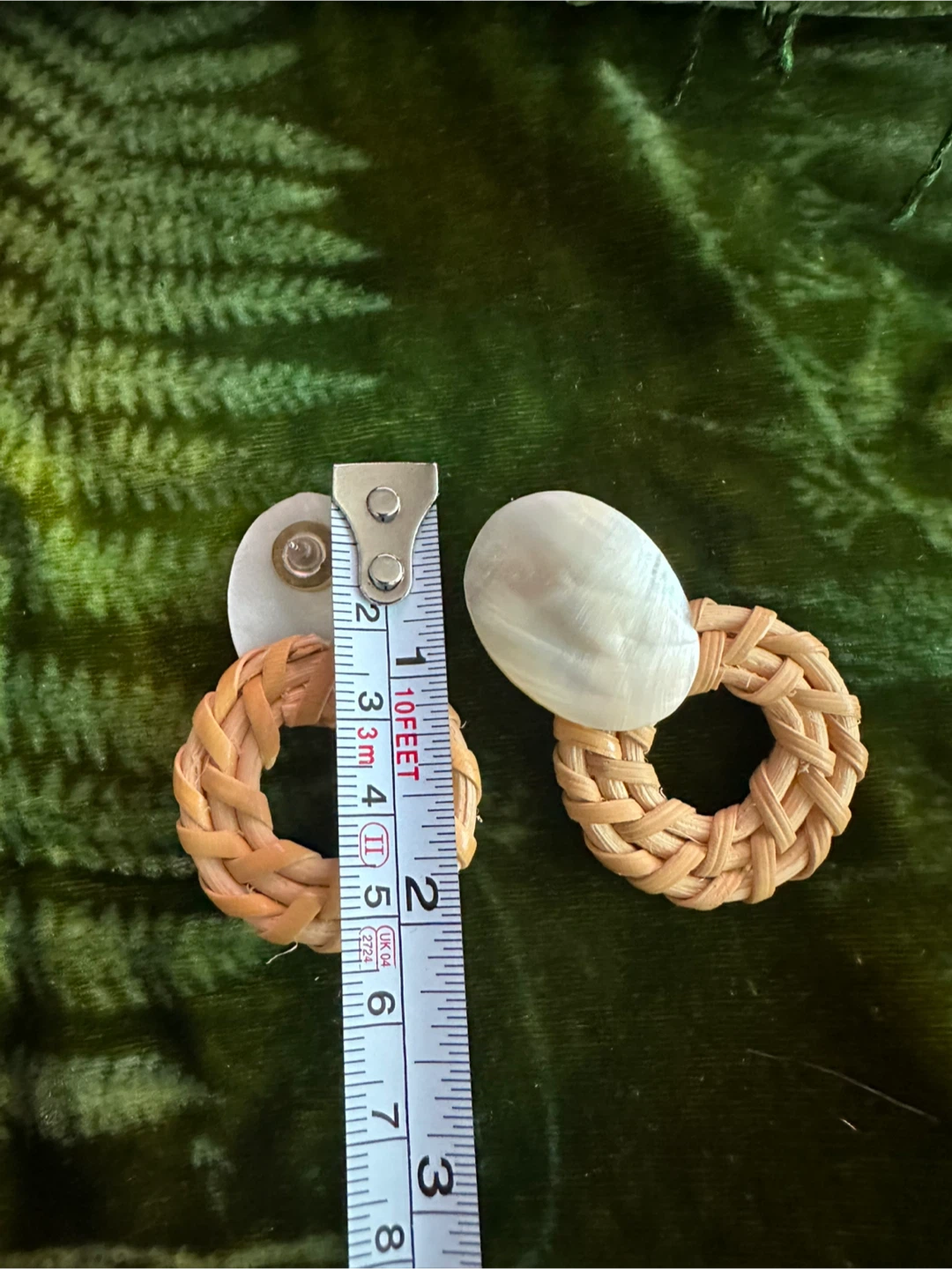 Woven Rattan and Mother of Pearl Earrings - photo 3