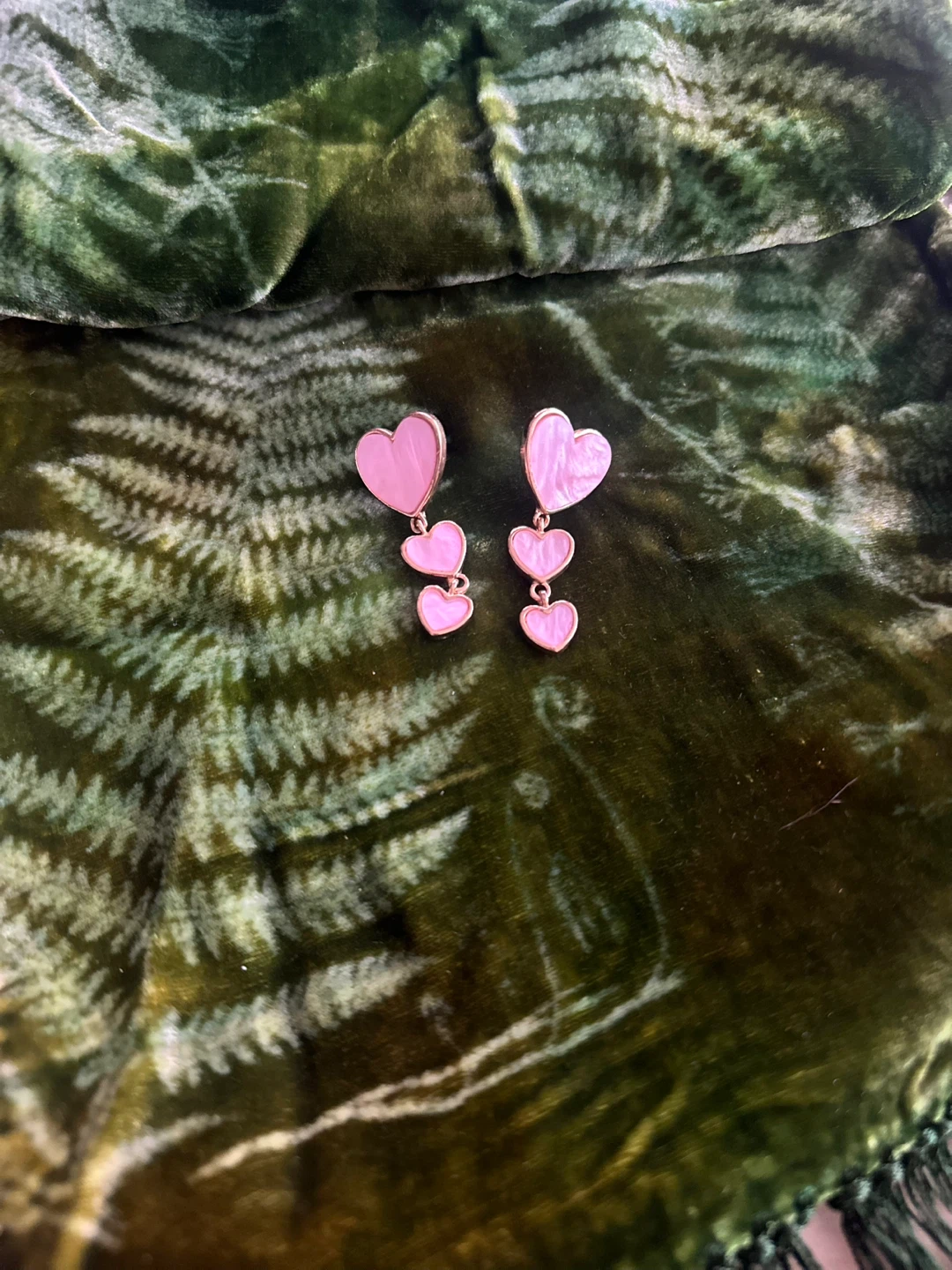 Pink Heart Drop Earrings