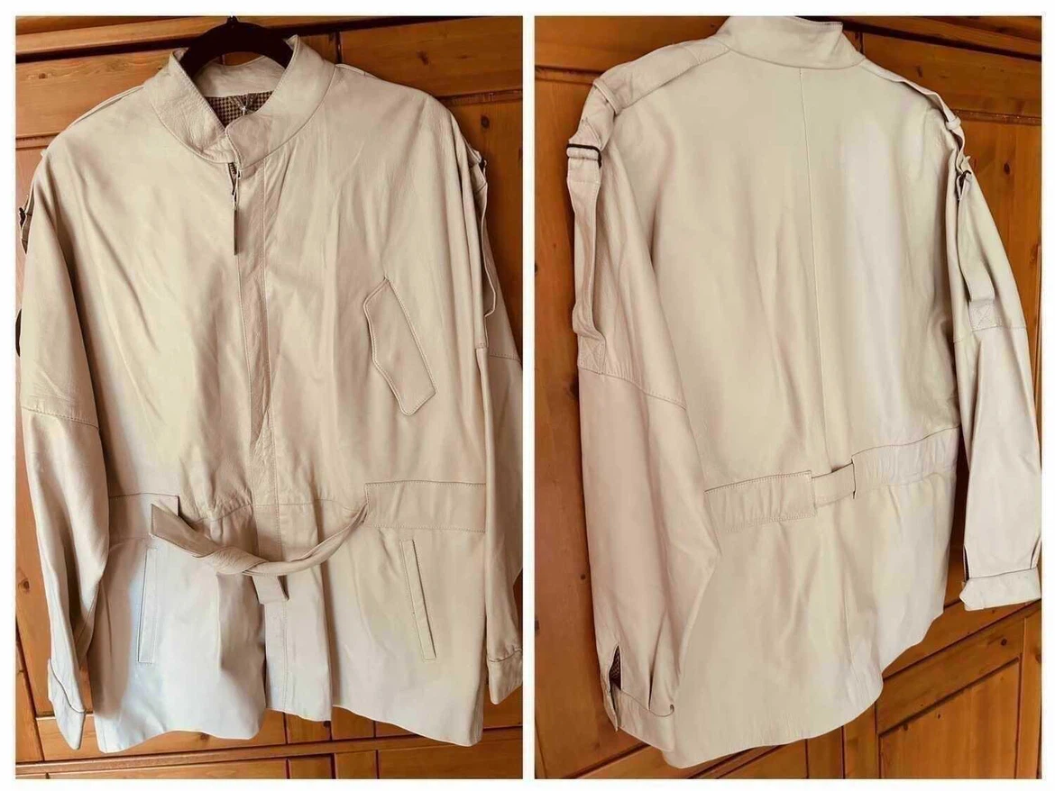 NEW $700 retail Beige Leather Jacket