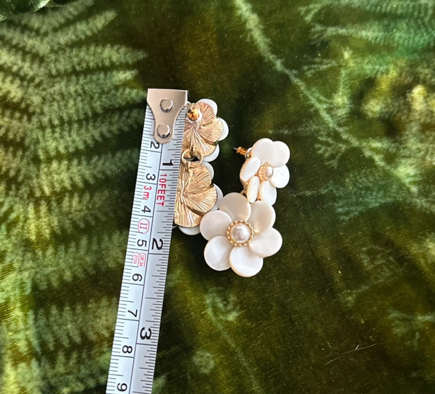 Floral pearl-style drop earrings - photo 4