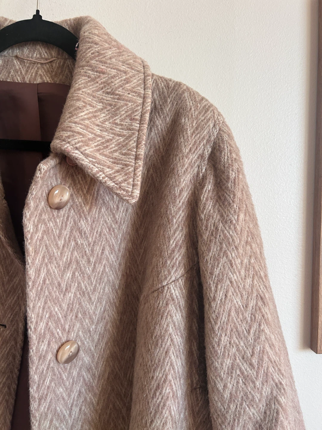 Tan Herringbone Wool-Blend Coat - photo 3
