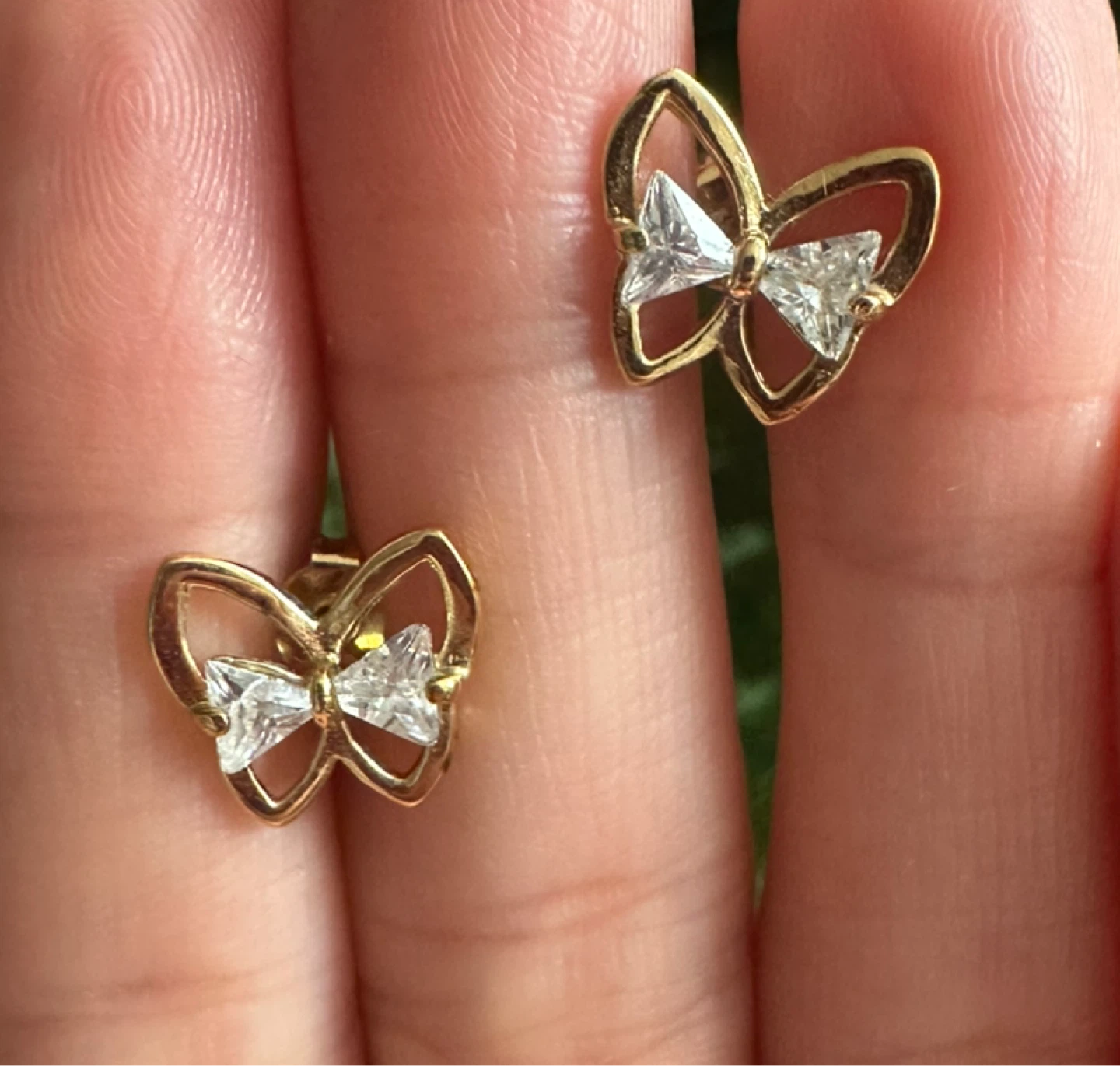 Gold-tone butterfly stud earrings