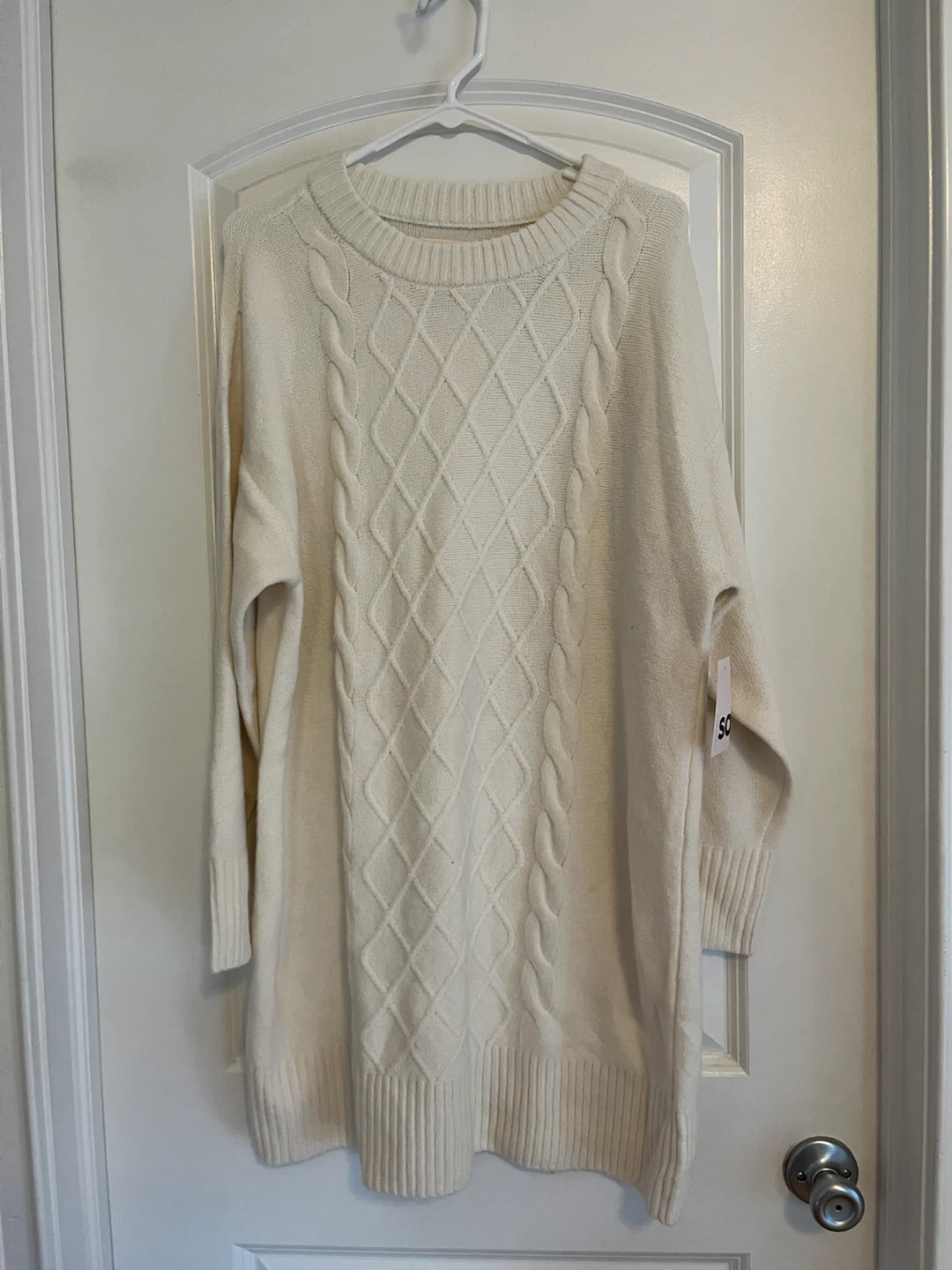 SO Cream Cable Knit Sweater Dress