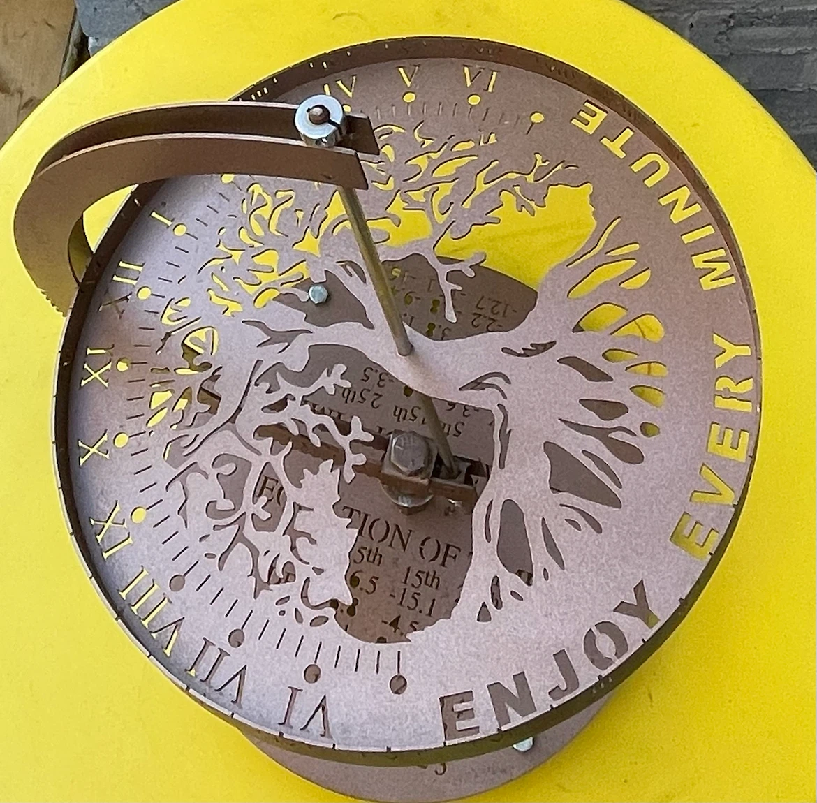 Metal Sundial with Equation of Time Chart
