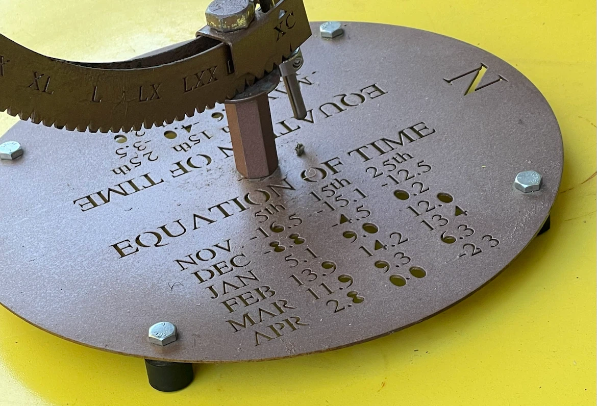 Metal Sundial with Equation of Time Chart - photo 3