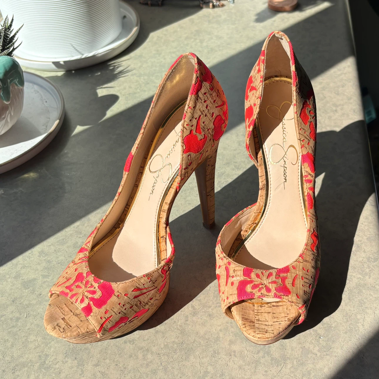 Jessica Simpson Cork Print Heels