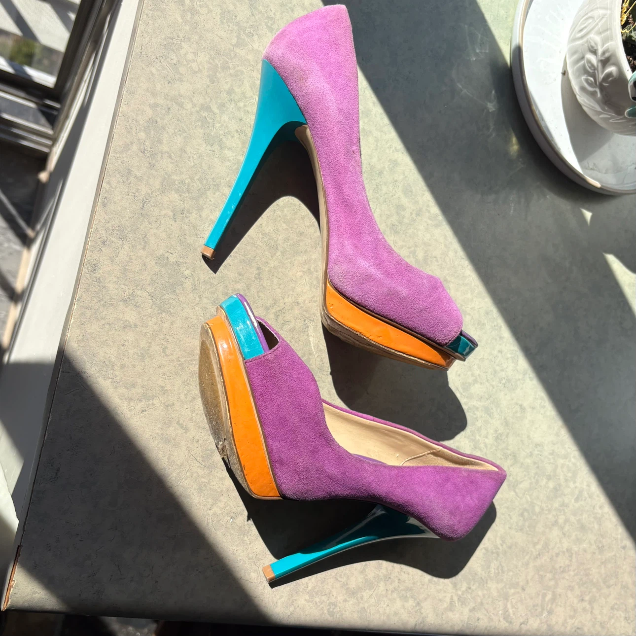 Aldo Colourful Suede Peep-Toe Heels