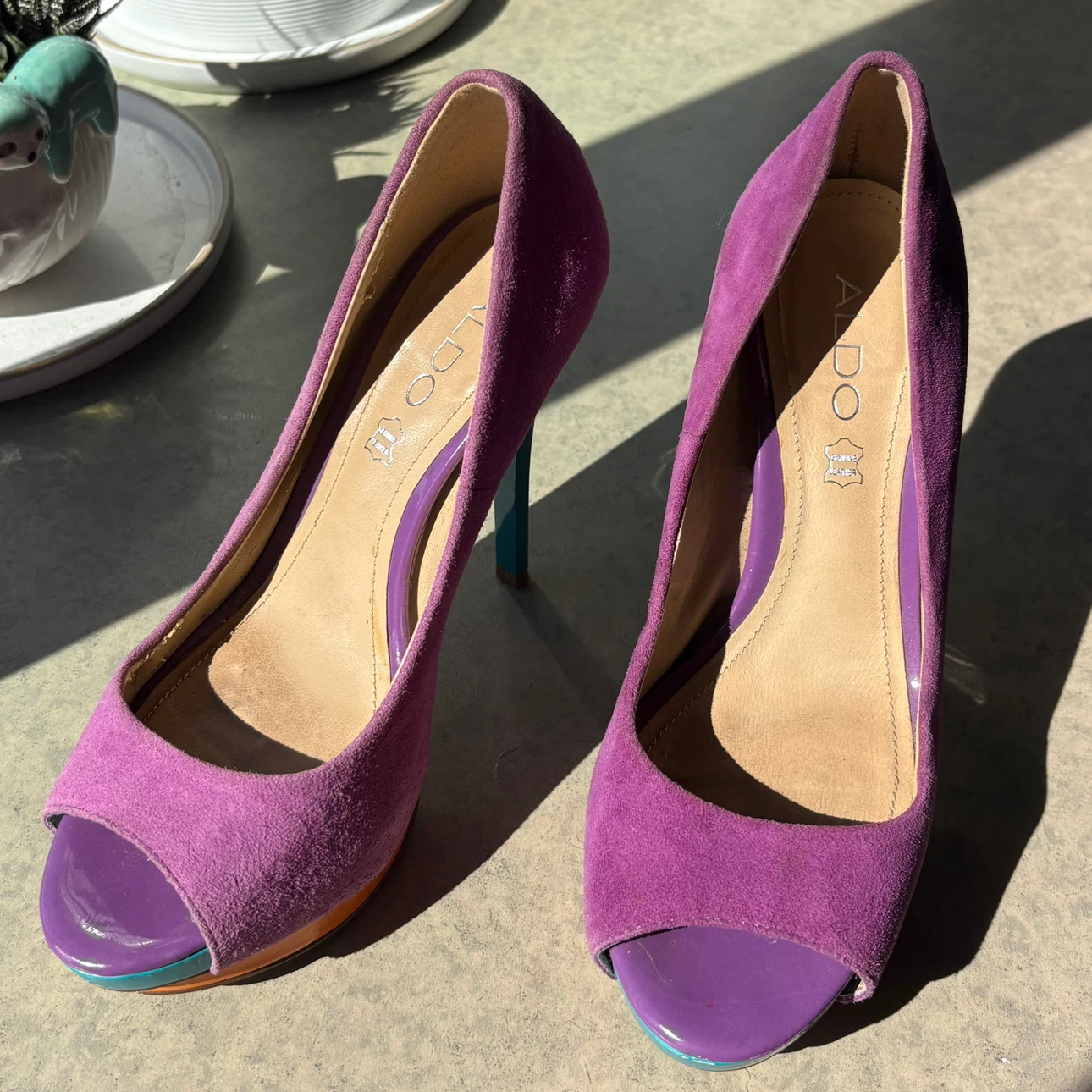 Aldo Colourful Suede Peep-Toe Heels - photo 2