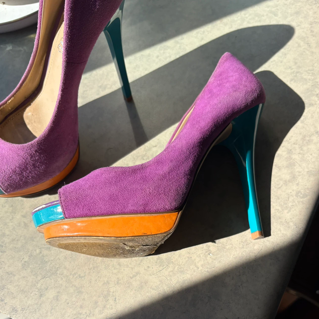 Aldo Colourful Suede Peep-Toe Heels - photo 3