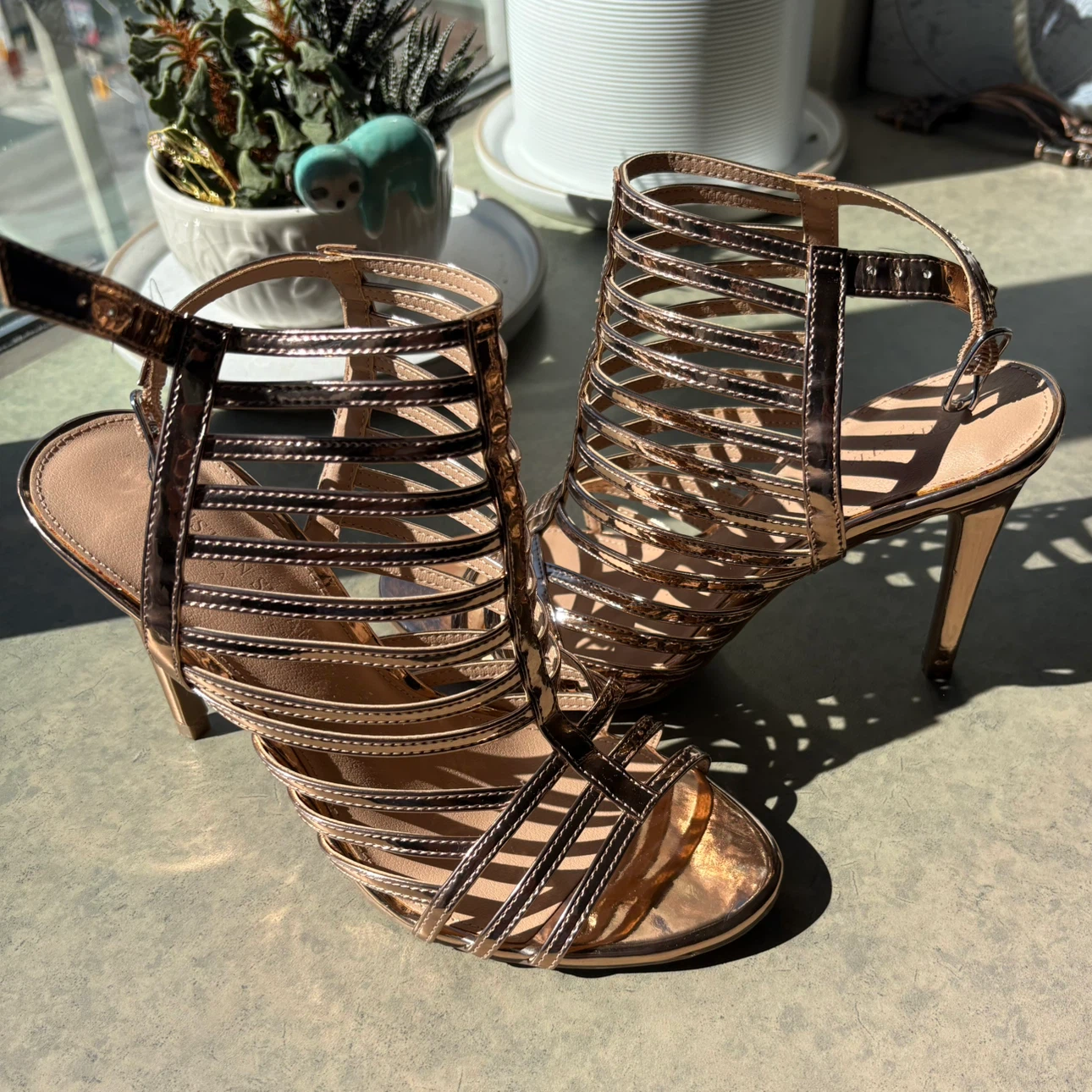 Rose Gold Strappy High Heel Sandals - photo 2