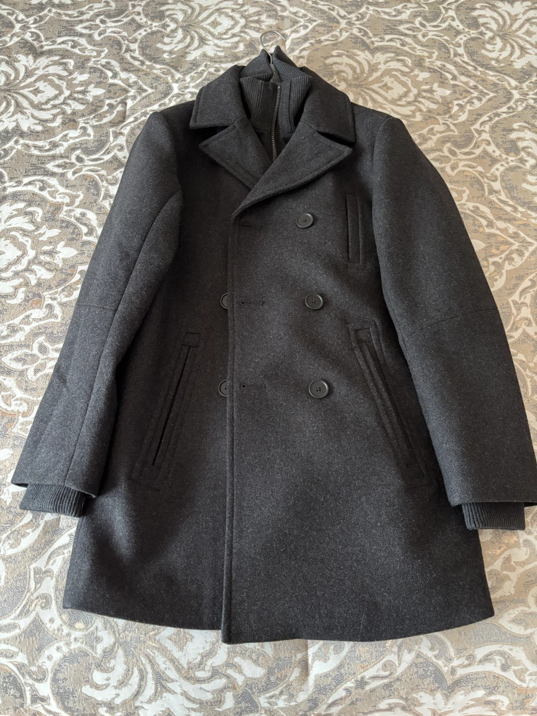 Brand new Men’s Simons charcoal wool-blend peacoat