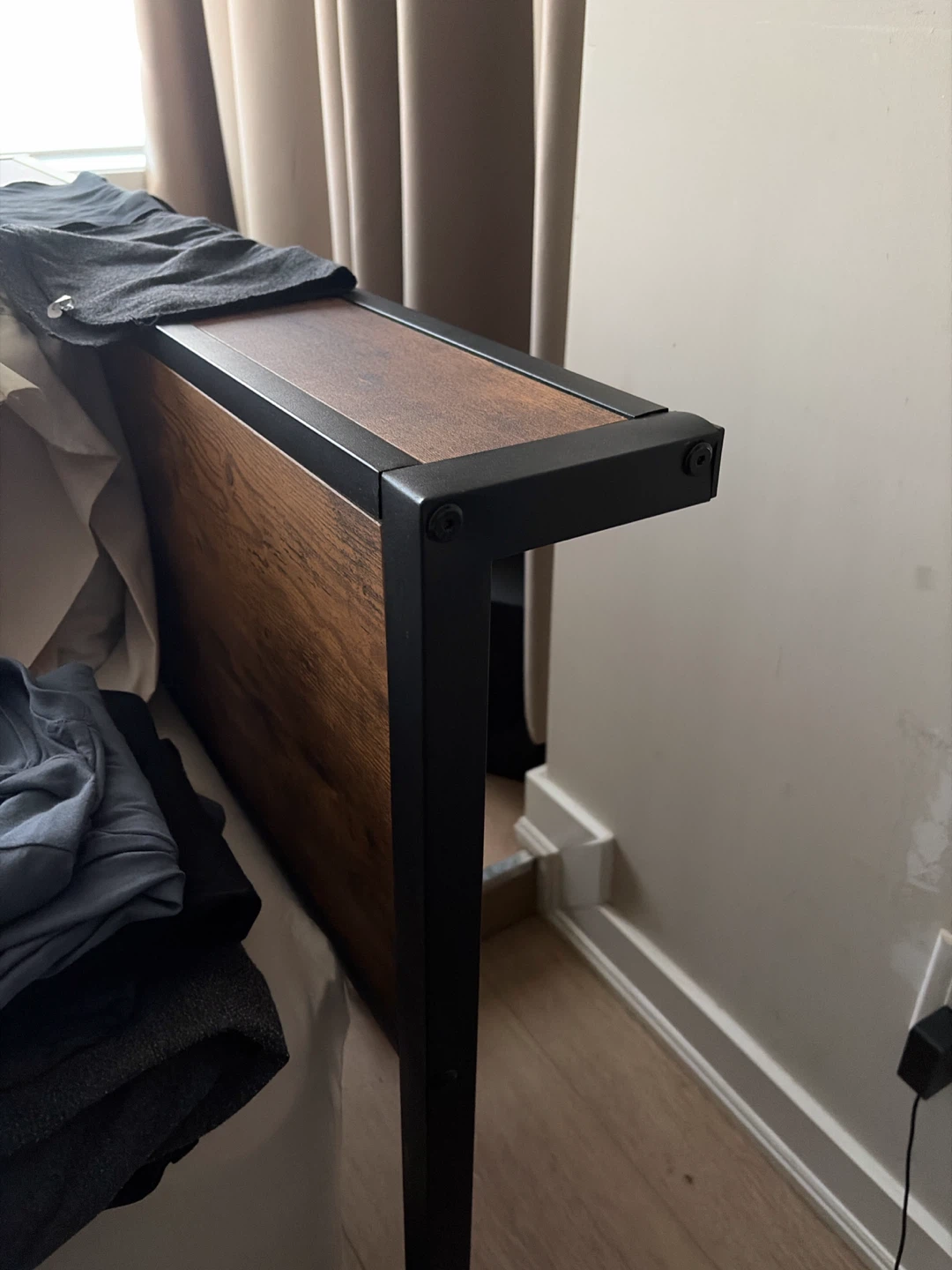 Industrial Style Metal and Wood Bed Frame - photo 3