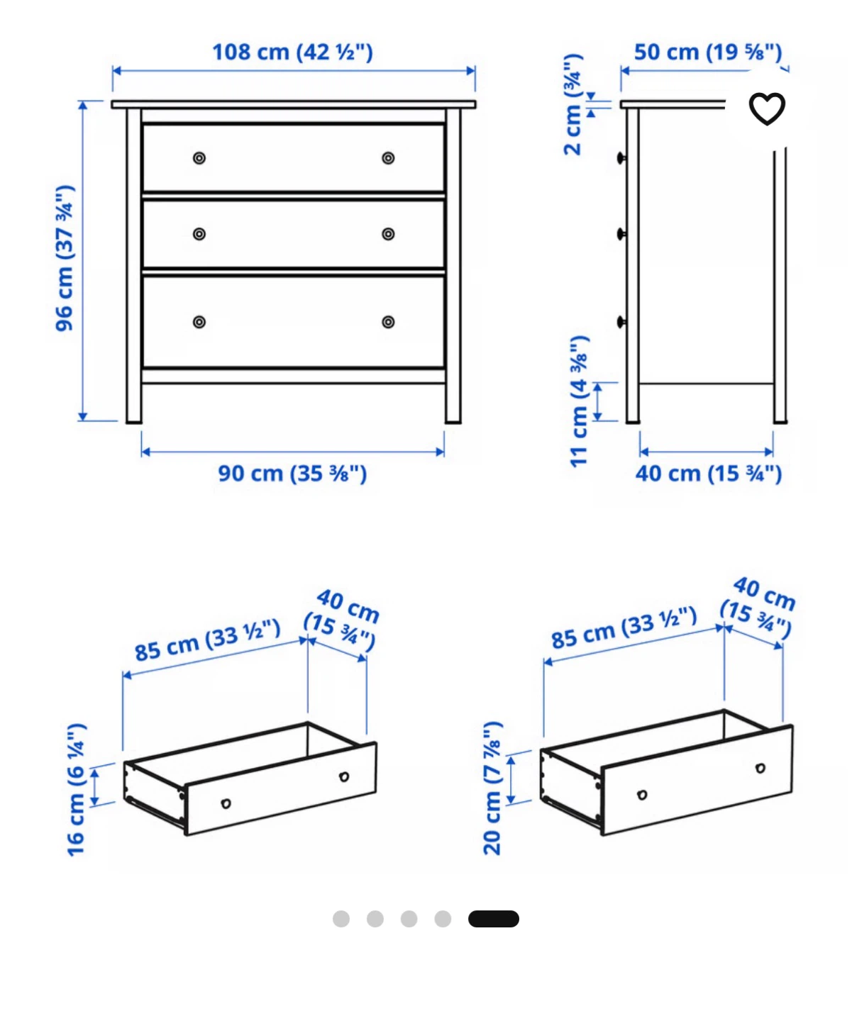 IKEA Hemnes 3-Drawer Chest White - photo 5