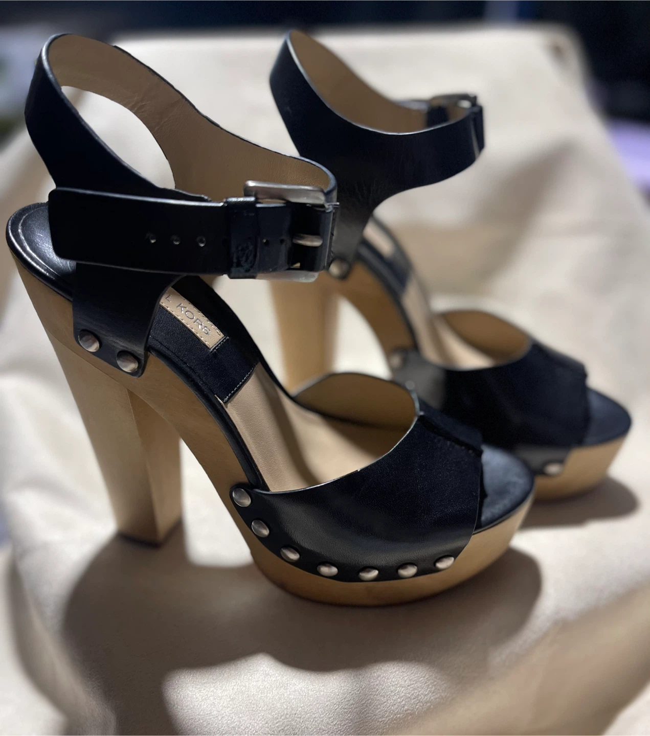 Michael Kors Black Leather Clog Sandals