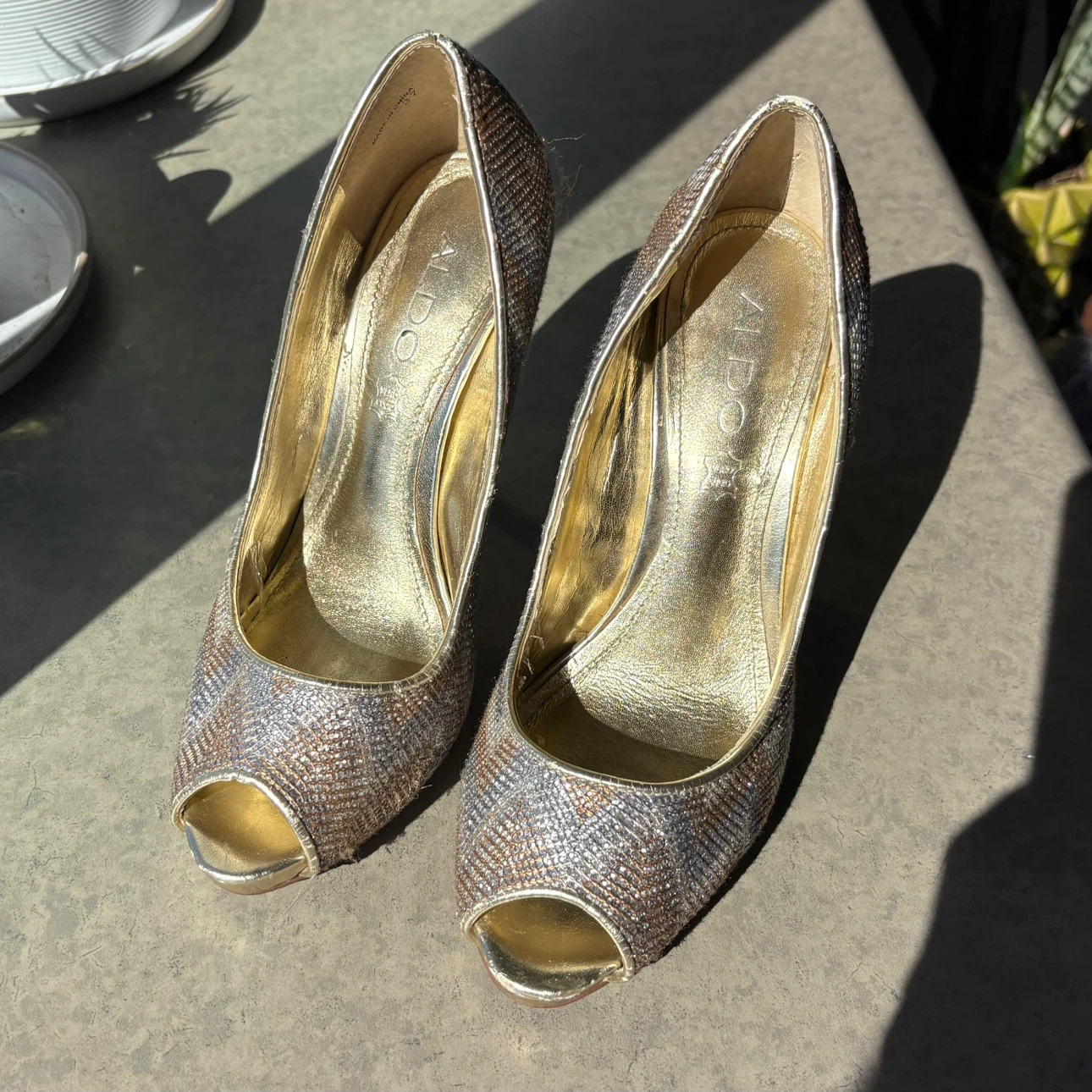 ALDO Metallic Peep-Toe Heels