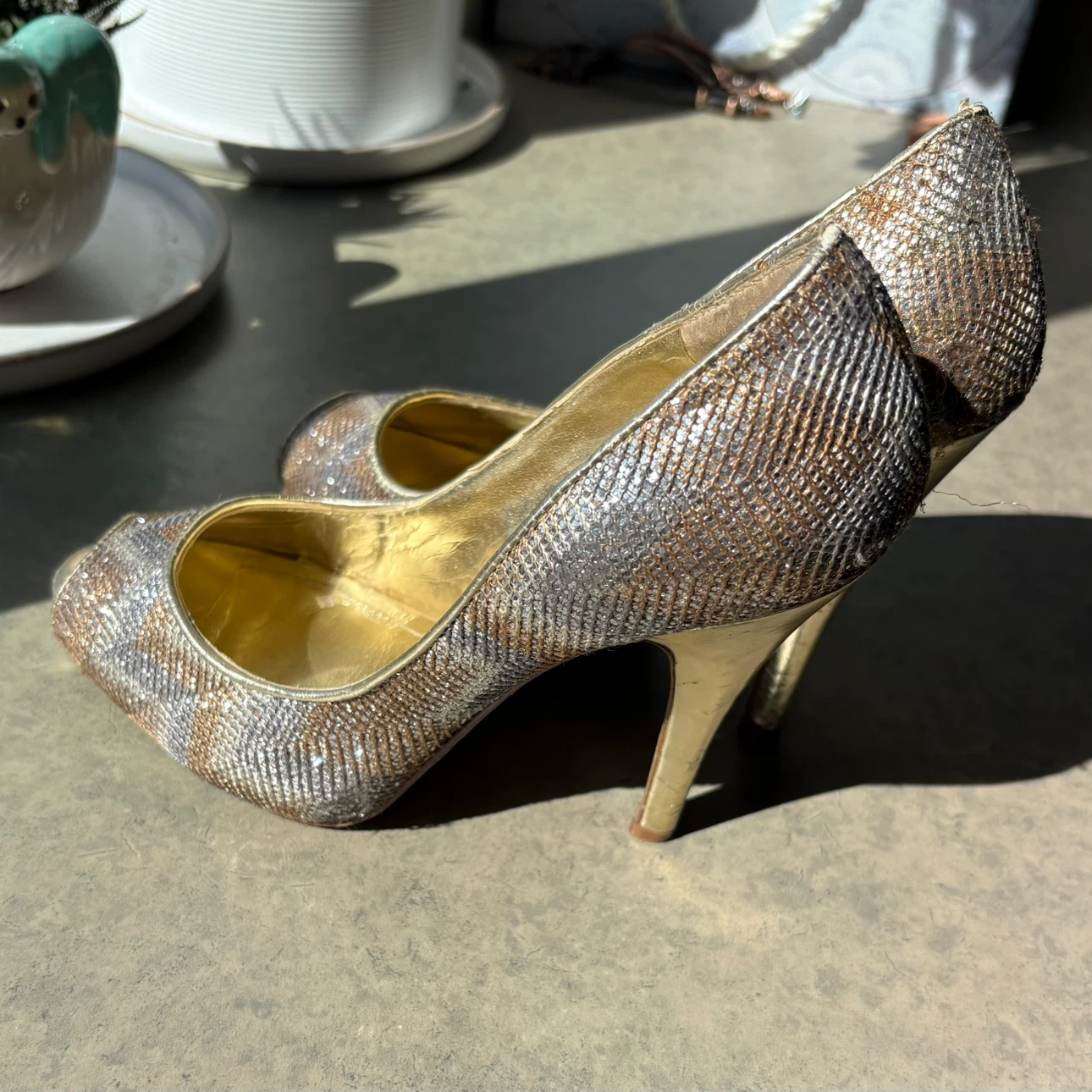 ALDO Metallic Peep-Toe Heels - photo 2