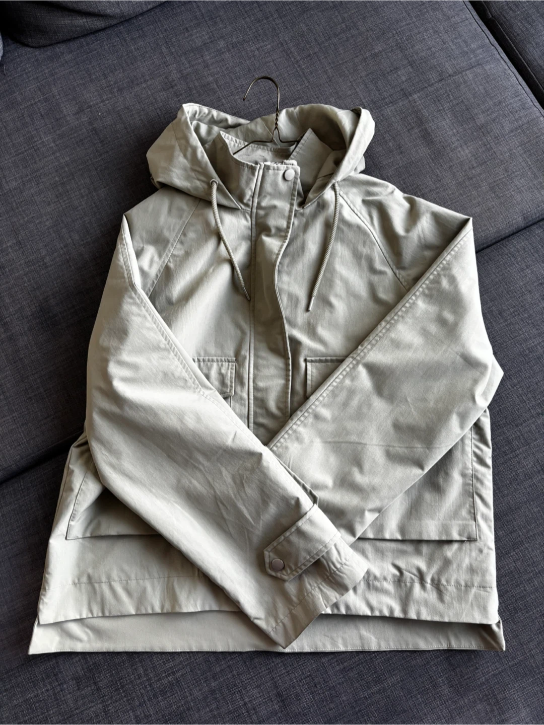 Olive Green Hooded Light Rain Jacket - photo 5
