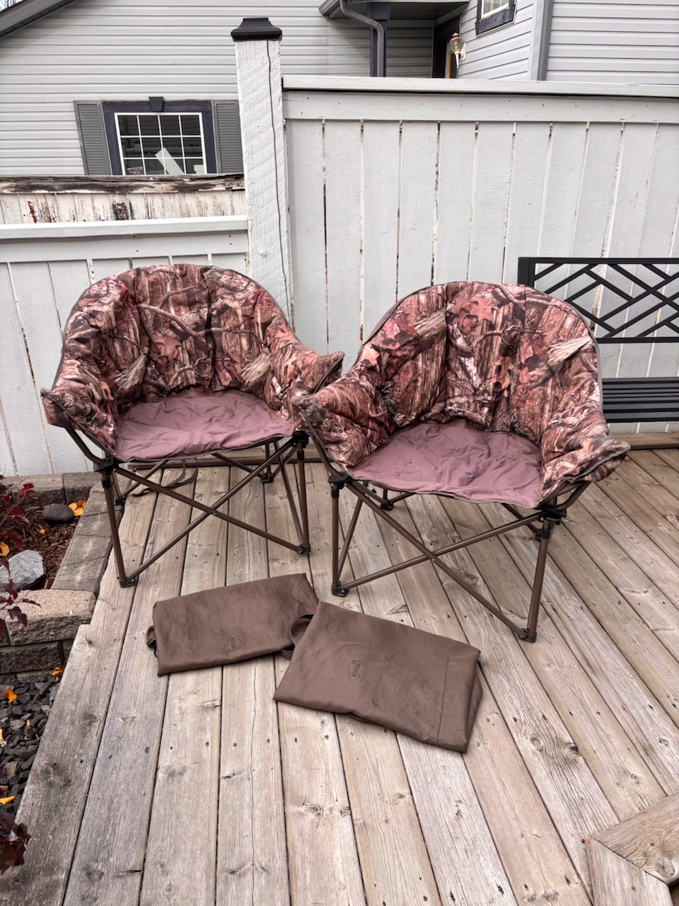 Woods Camo Folding Moon Chairs - Set of 2