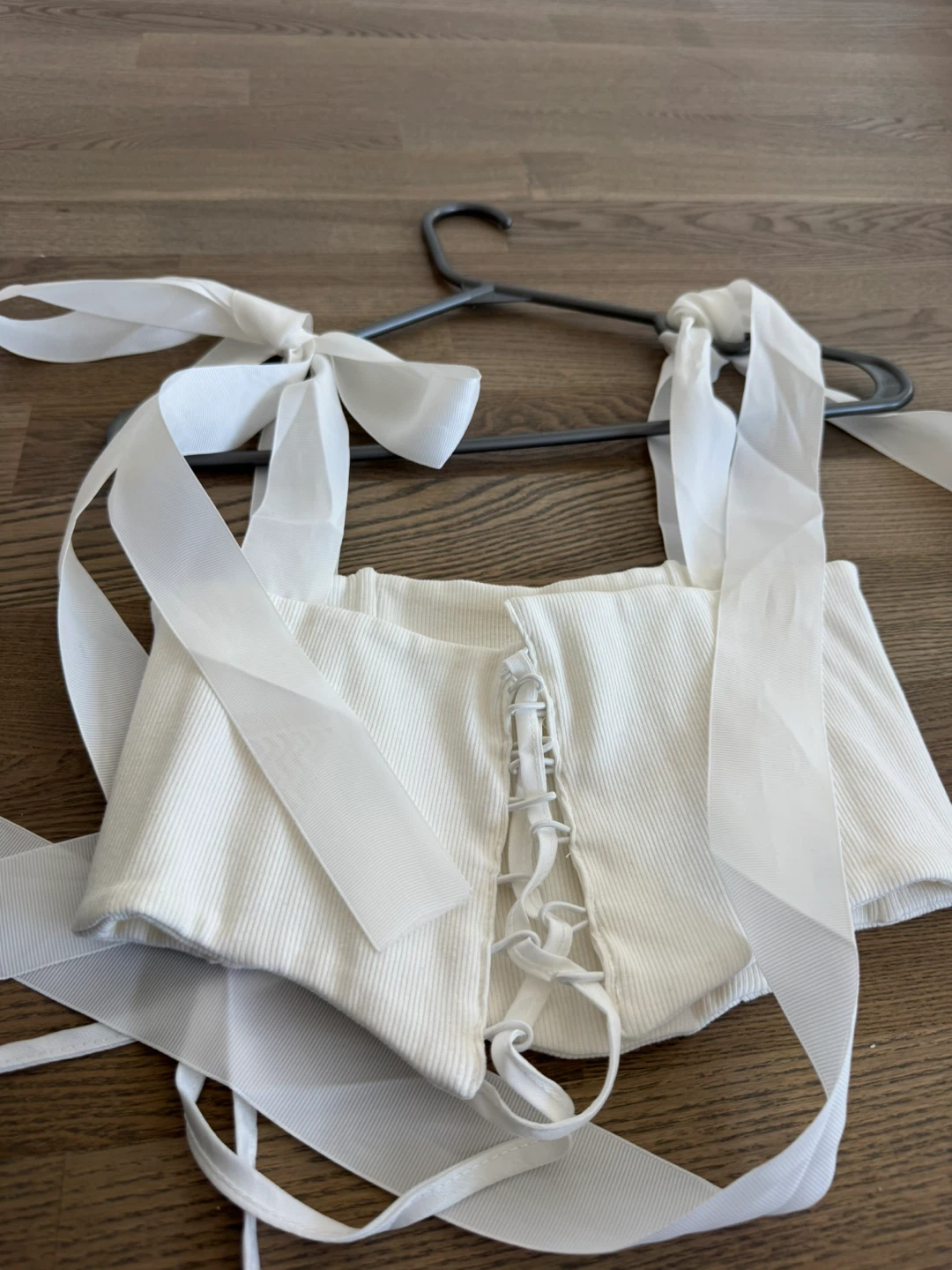 White Corset-Style Tie-Strap Top - photo 2