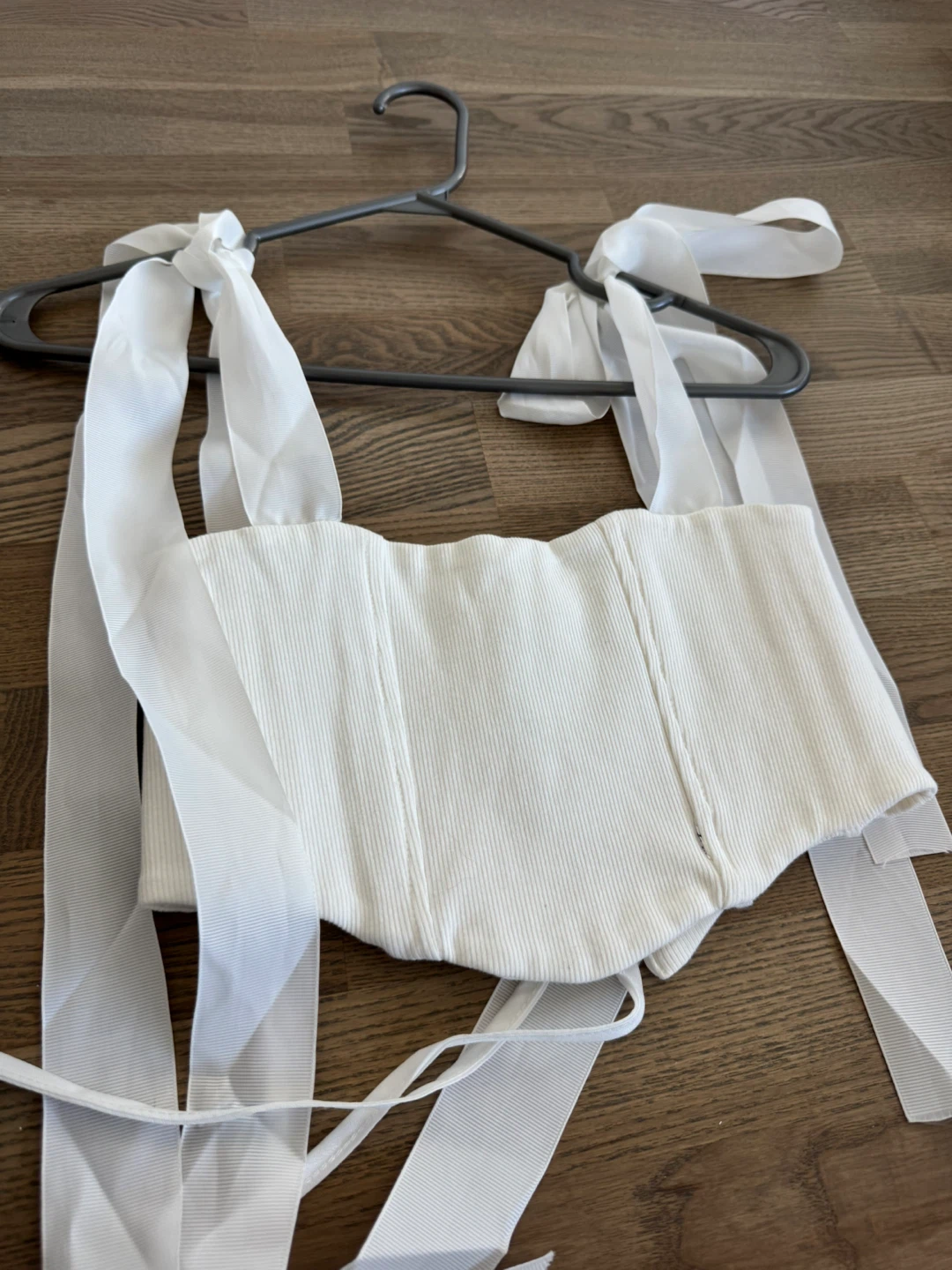 White Corset-Style Tie-Strap Top - photo 4