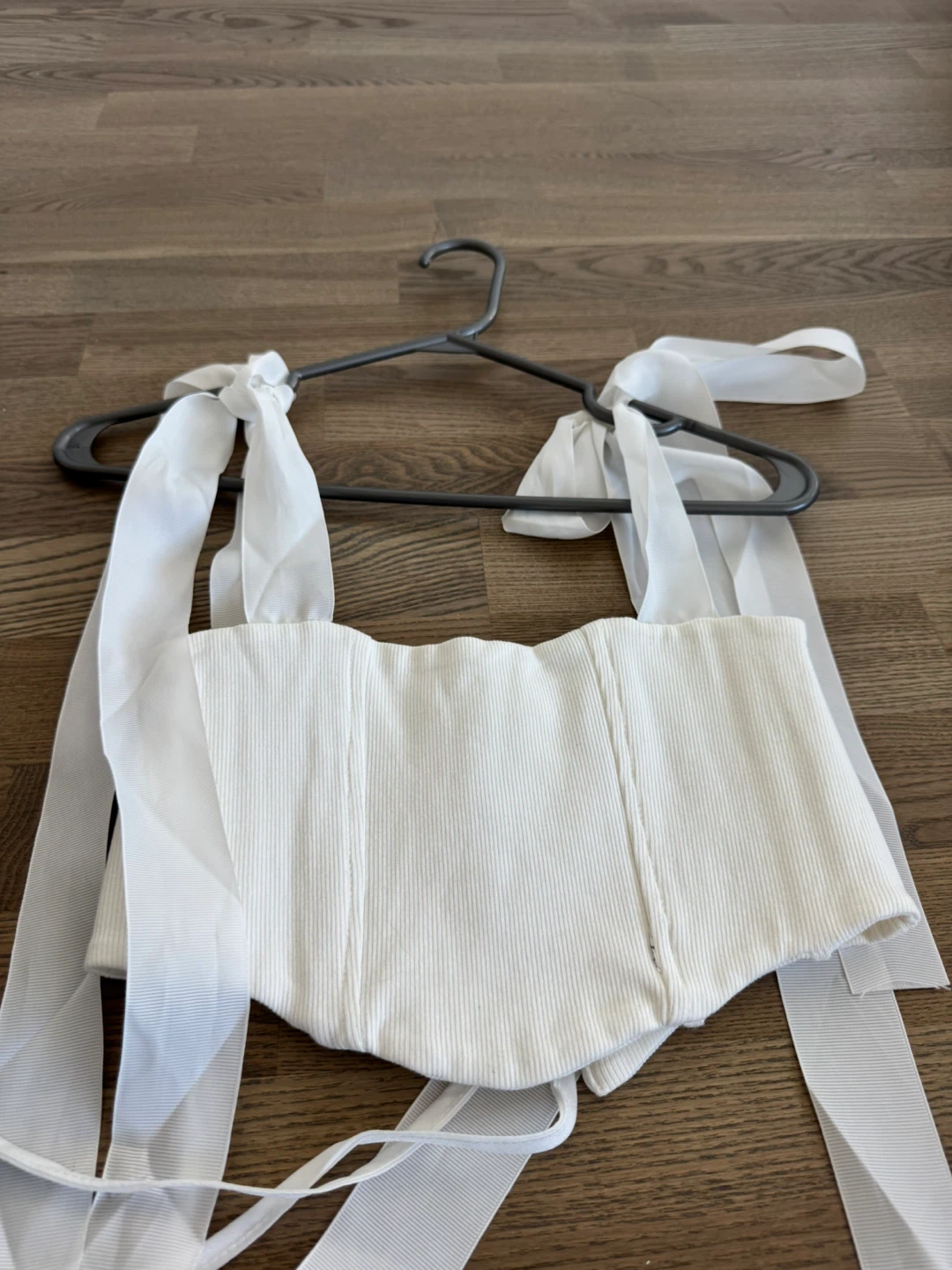 White Corset-Style Tie-Strap Top - photo 5