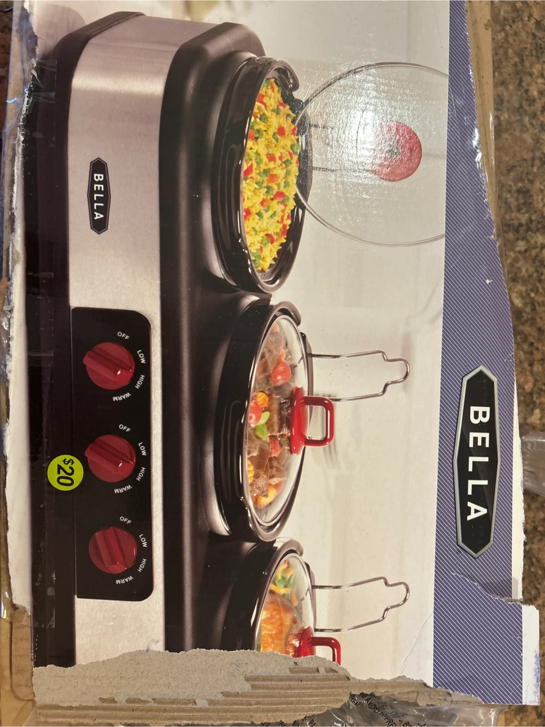 BELLA Triple Slow Cooker