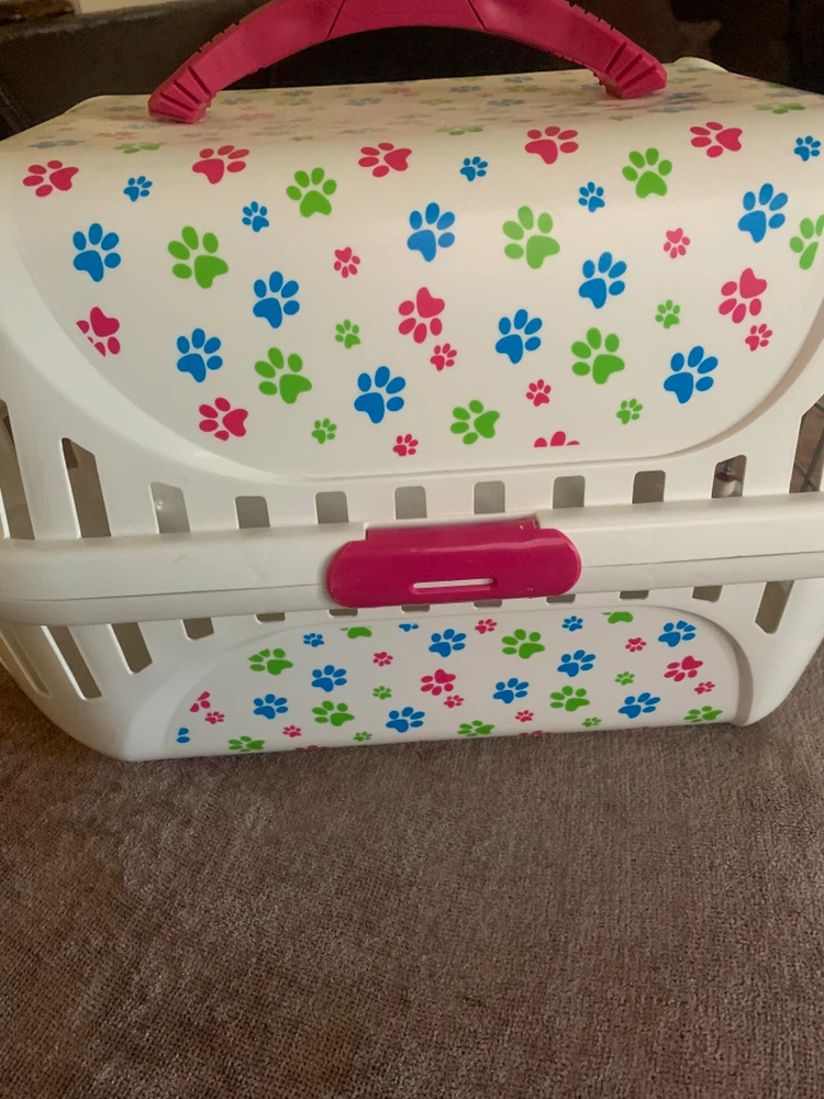 Small Pet Carrier with Paw Print Design
