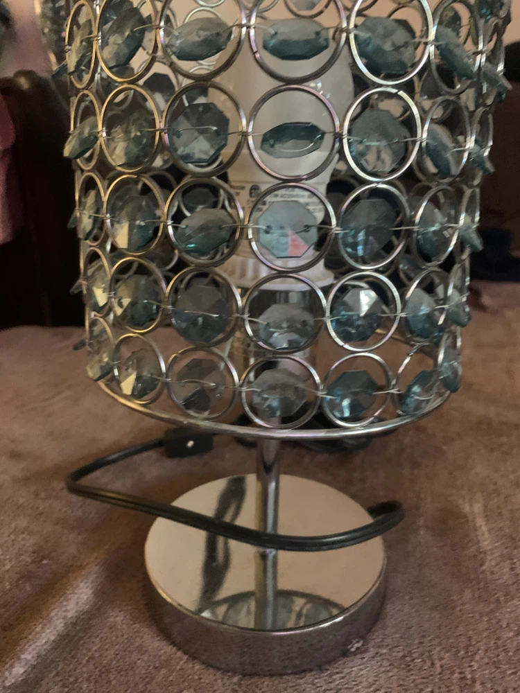 Beaded Table Lamp with Blue Crystals