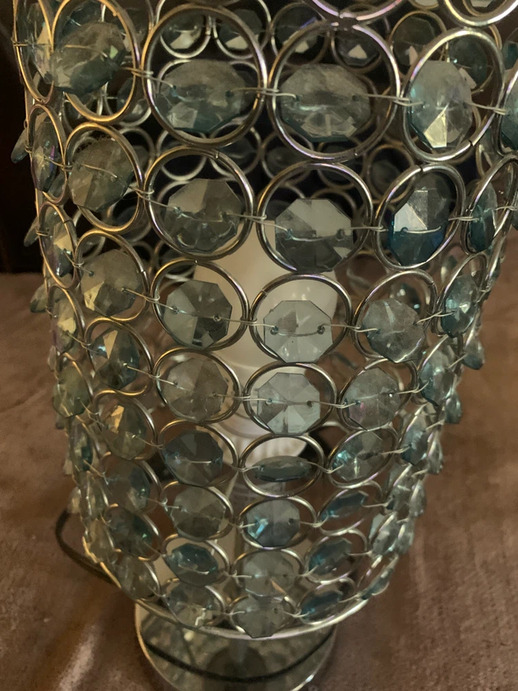 Beaded Table Lamp with Blue Crystals - photo 2