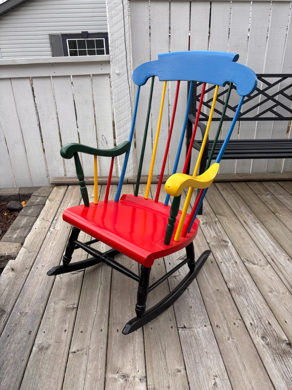 Multicoloured Wooden Rocking Chair