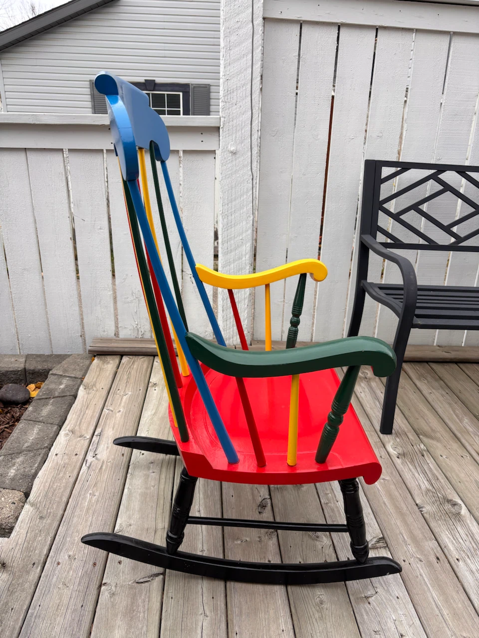 Multicoloured Wooden Rocking Chair - photo 3
