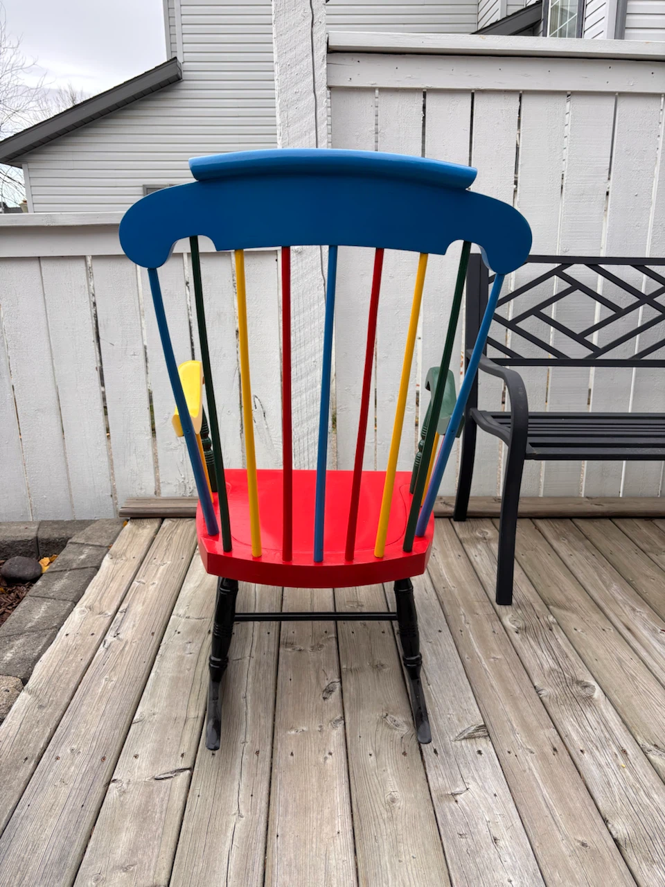 Multicoloured Wooden Rocking Chair - photo 4