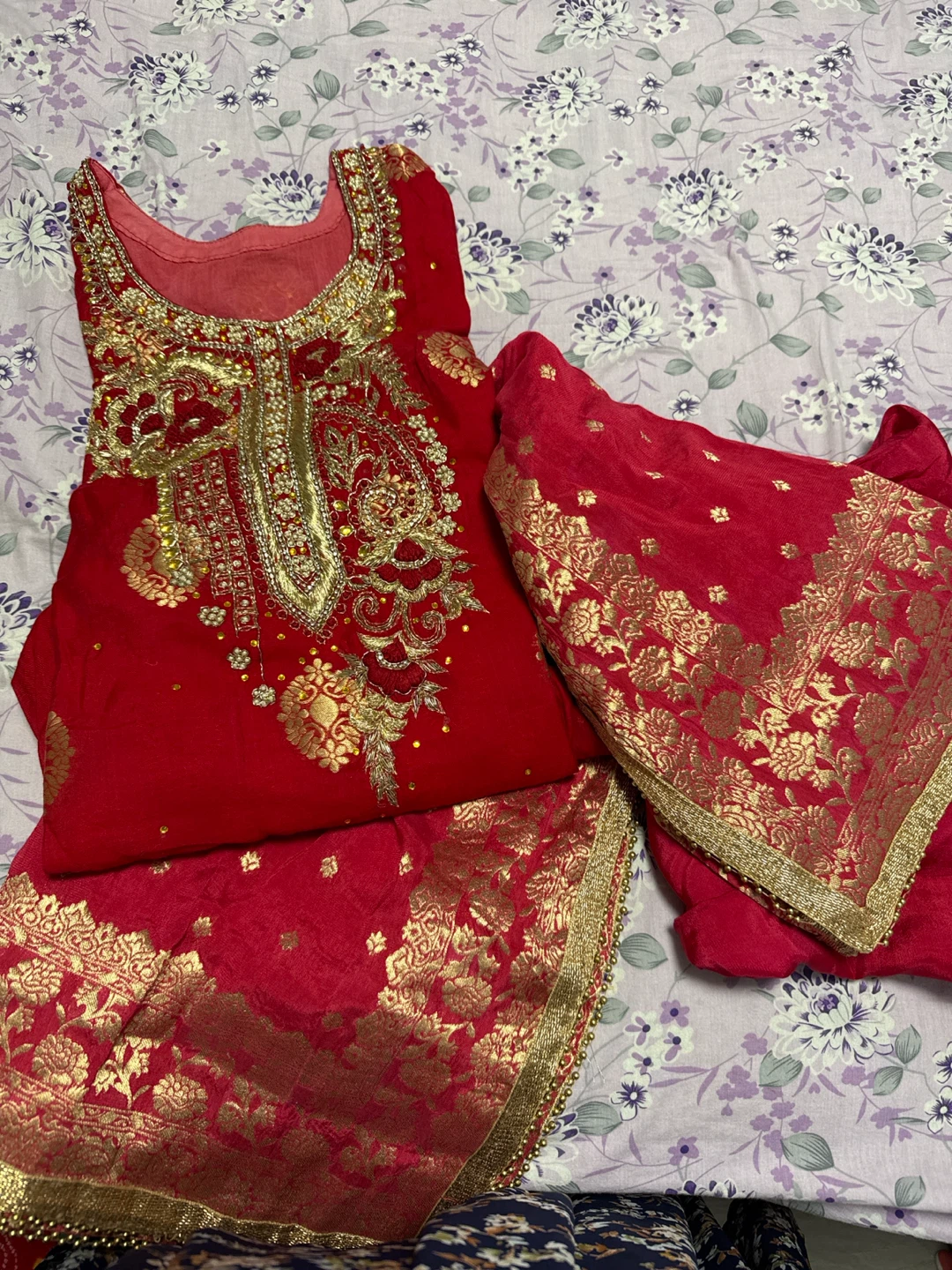 Red Embroidered Salwar Kameez Set