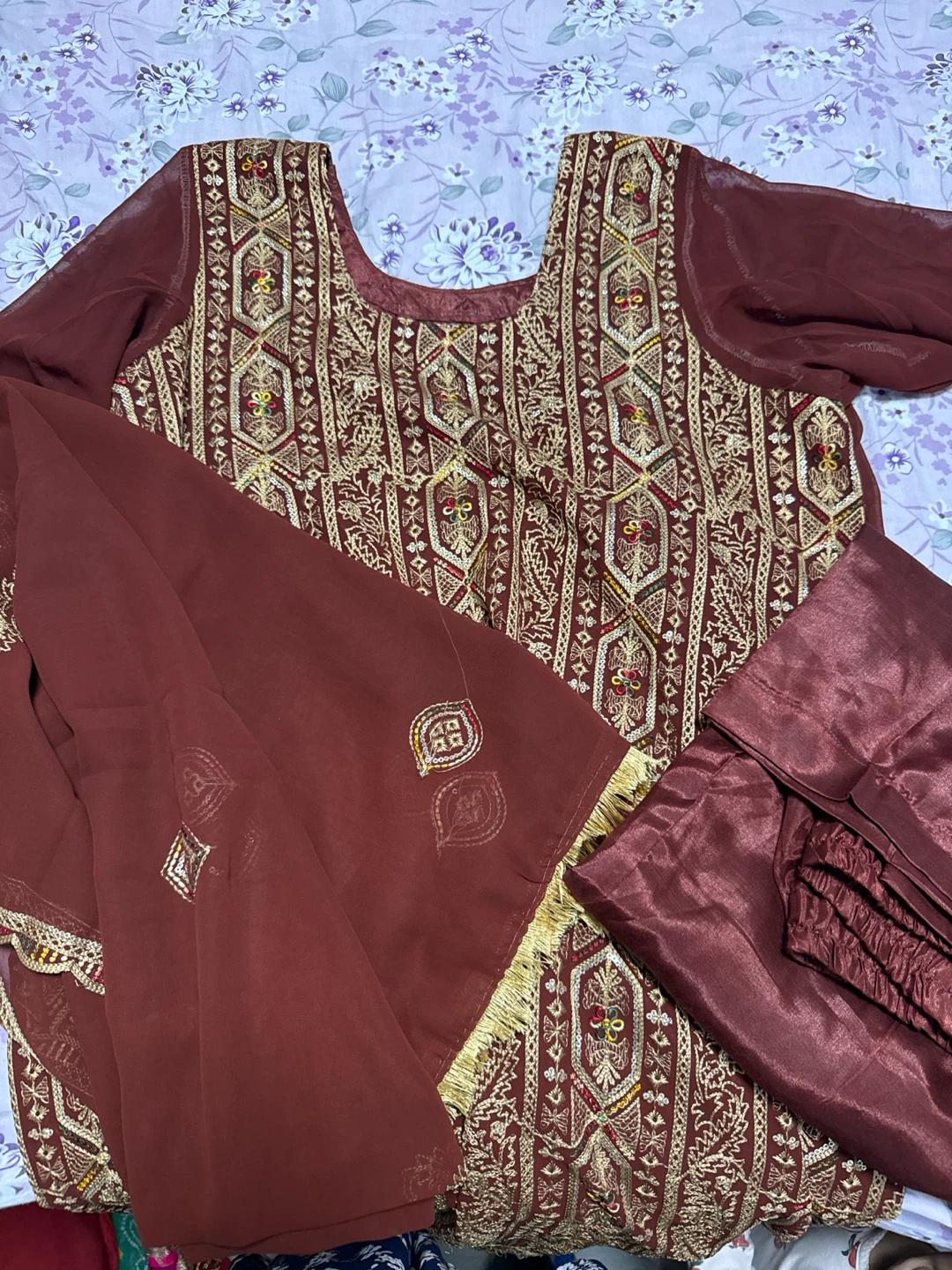 Maroon Embroidered Salwar Kameez Suit