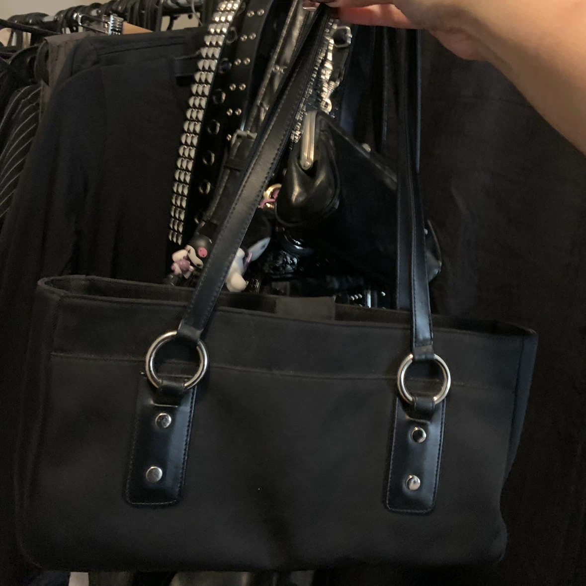 Black Fabric Tote shoulder Bag - photo 4