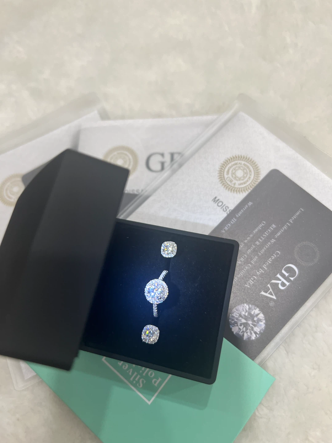 Moissanite diamond ring and stud earring set - photo 5