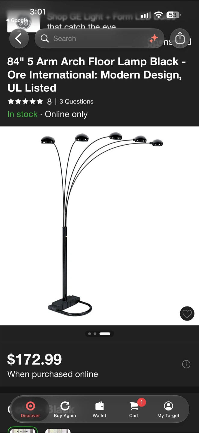 Ore International 5-Arm Arch Floor Lamp - photo 3