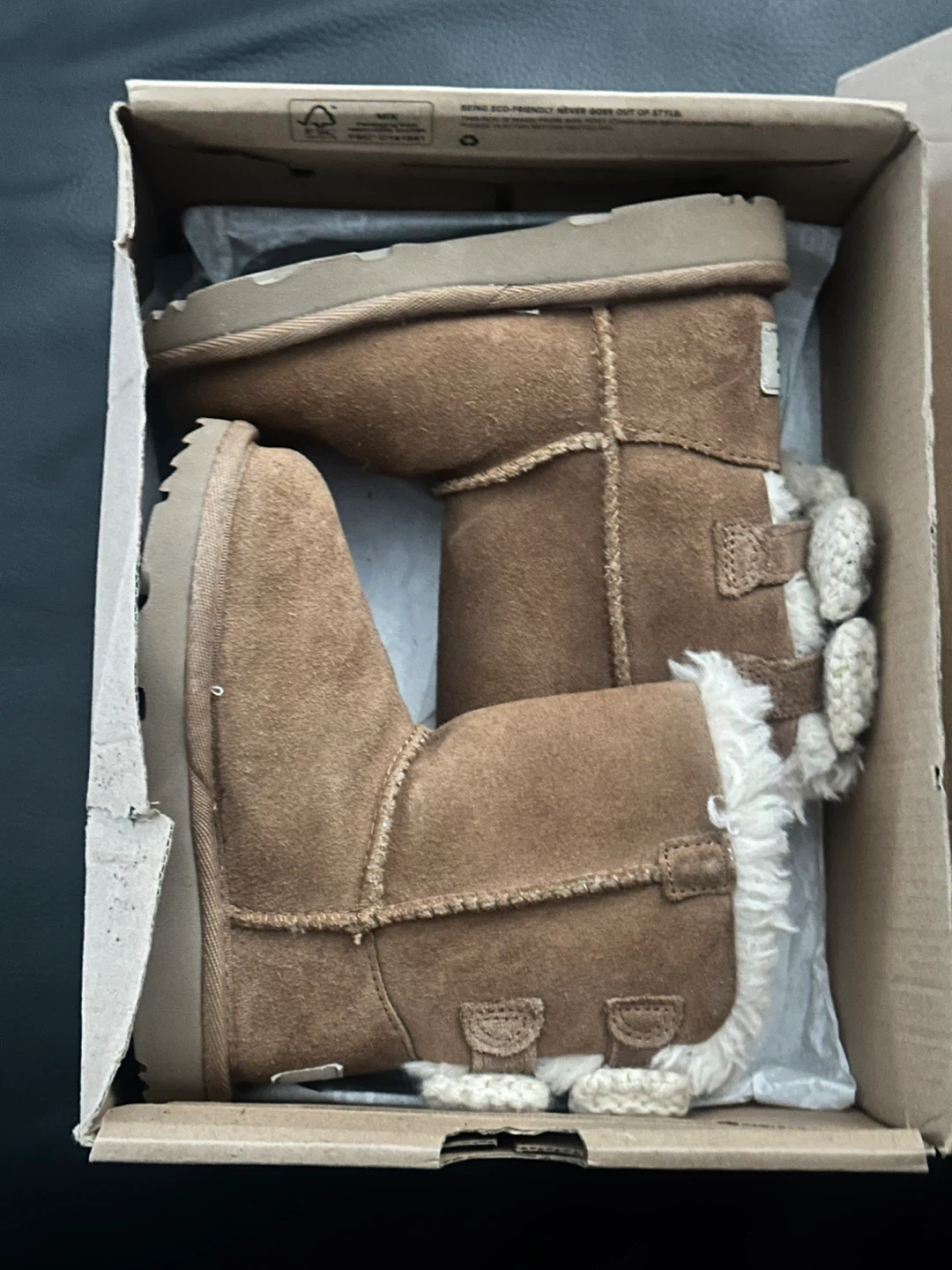 UGG Toddler Bailey Bow Knit Boots - Chestnut Size 8 - photo 2