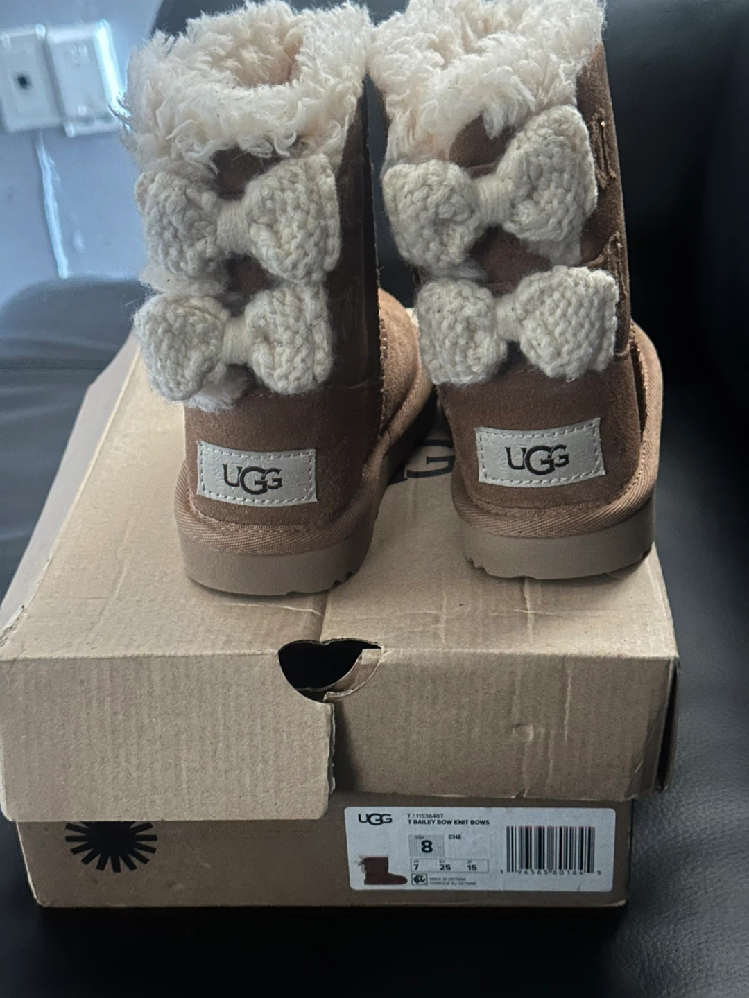 UGG Toddler Bailey Bow Knit Boots - Chestnut Size 8 - photo 3