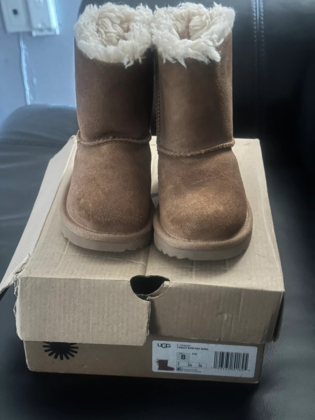 UGG Toddler Bailey Bow Knit Boots - Chestnut Size 8 - photo 4