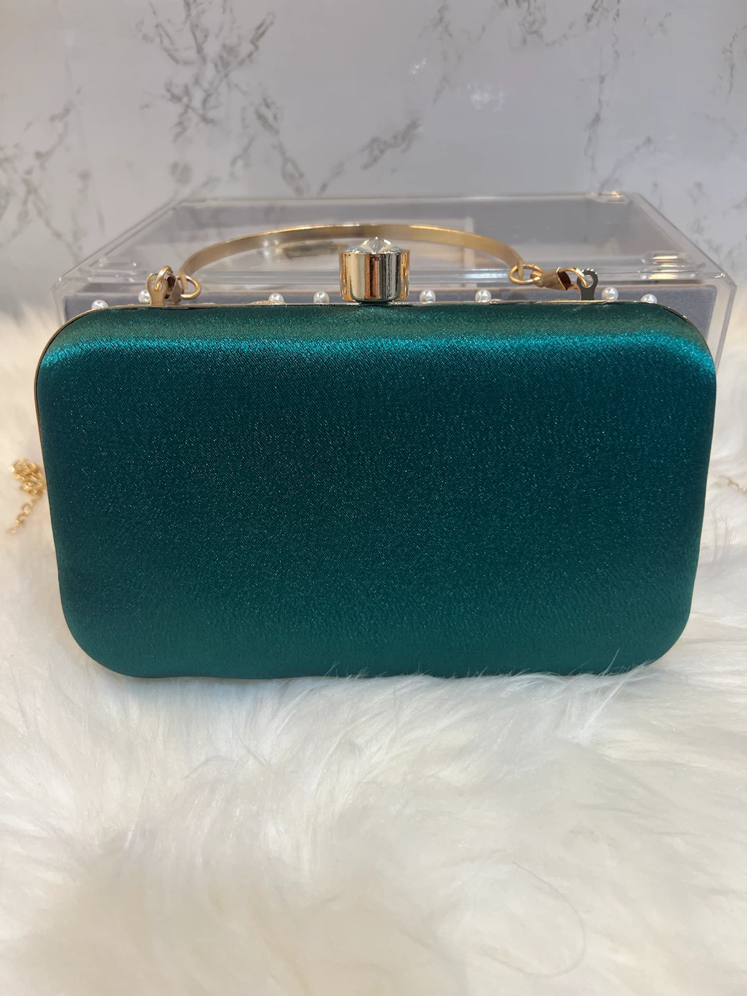 Dark Green Embellished Clutch Bag - photo 3
