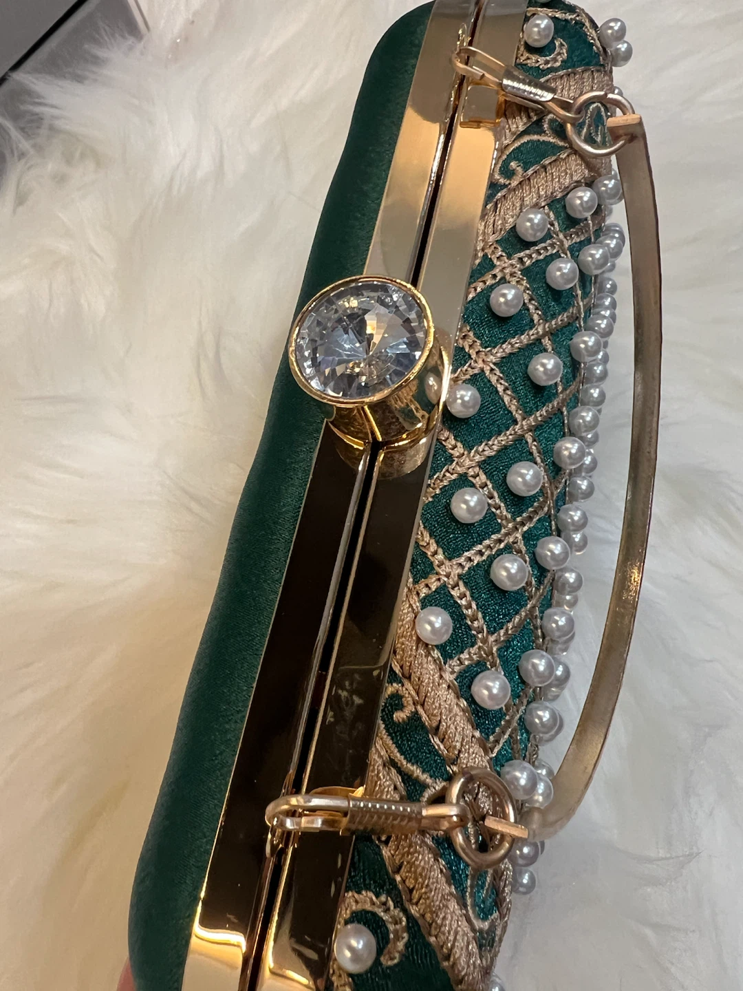 Dark Green Embellished Clutch Bag - photo 5
